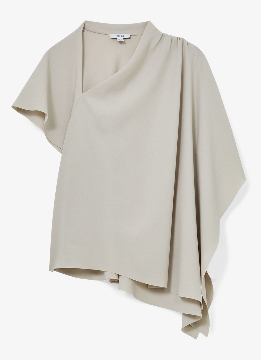 Reiss Jade top met asymmetrische hals - voorkant 2 lichtgrijs