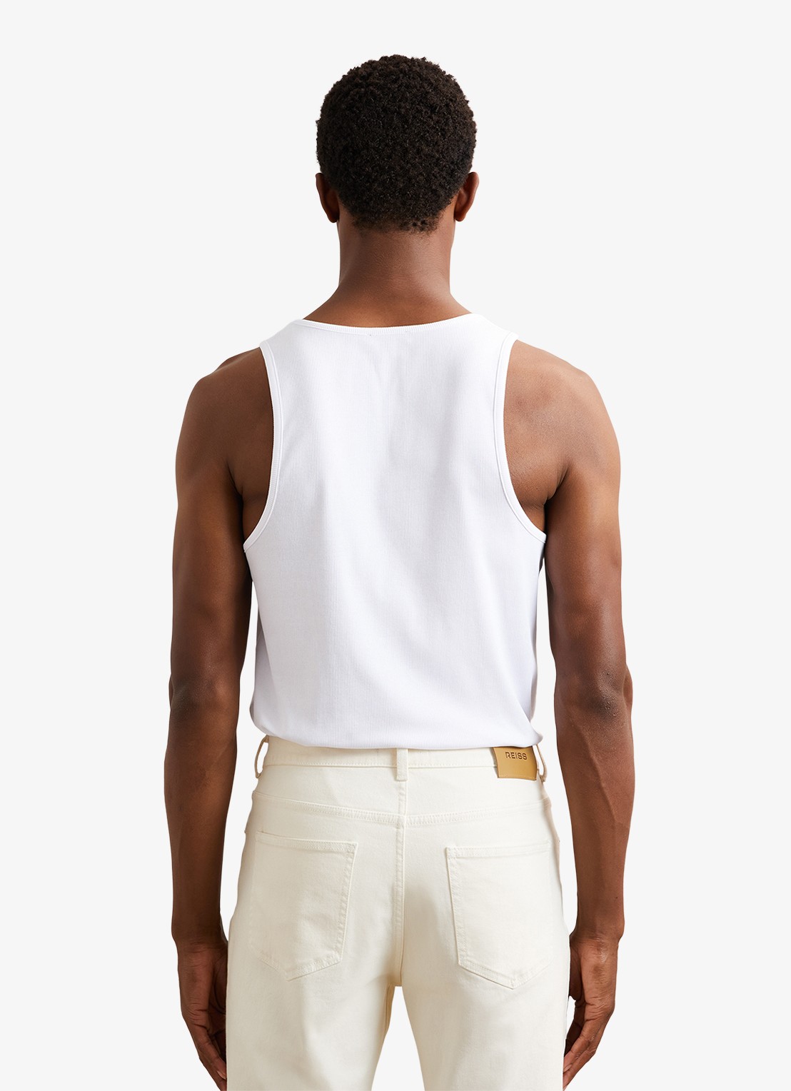 Reiss Jaden singlet met ronde hals  - achterkant white / wit