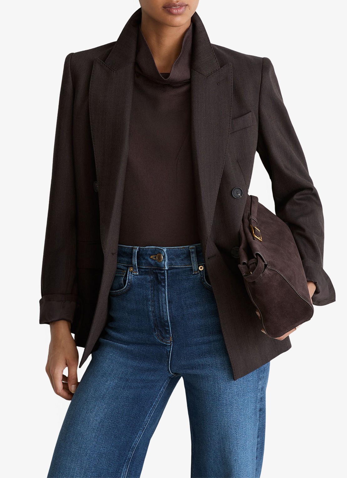 Reiss Jas high waist flared jeans met steekzakken - detail 3 middenblauw
