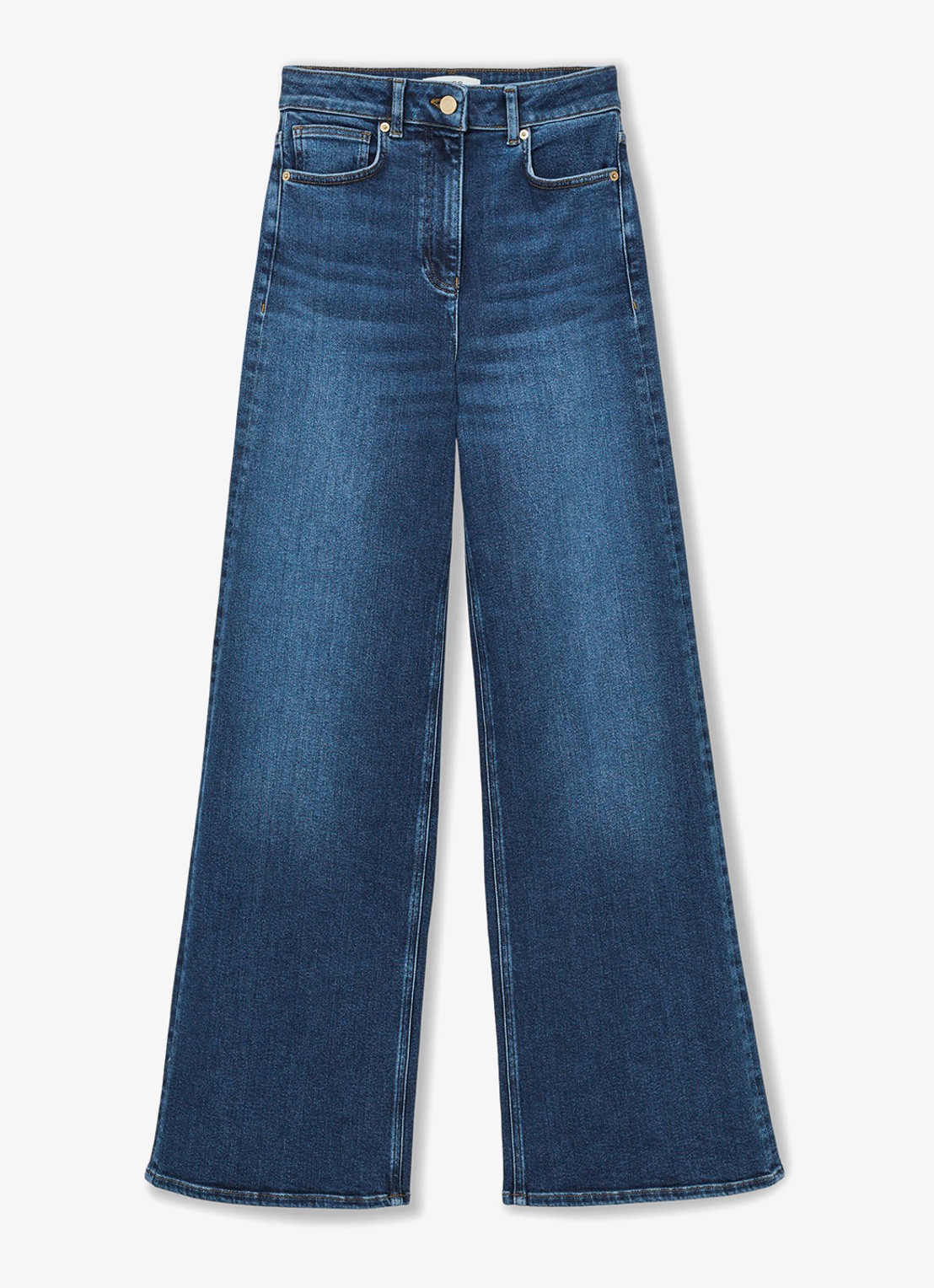 Reiss Jas high waist flared jeans met steekzakken - voorkant 5 middenblauw