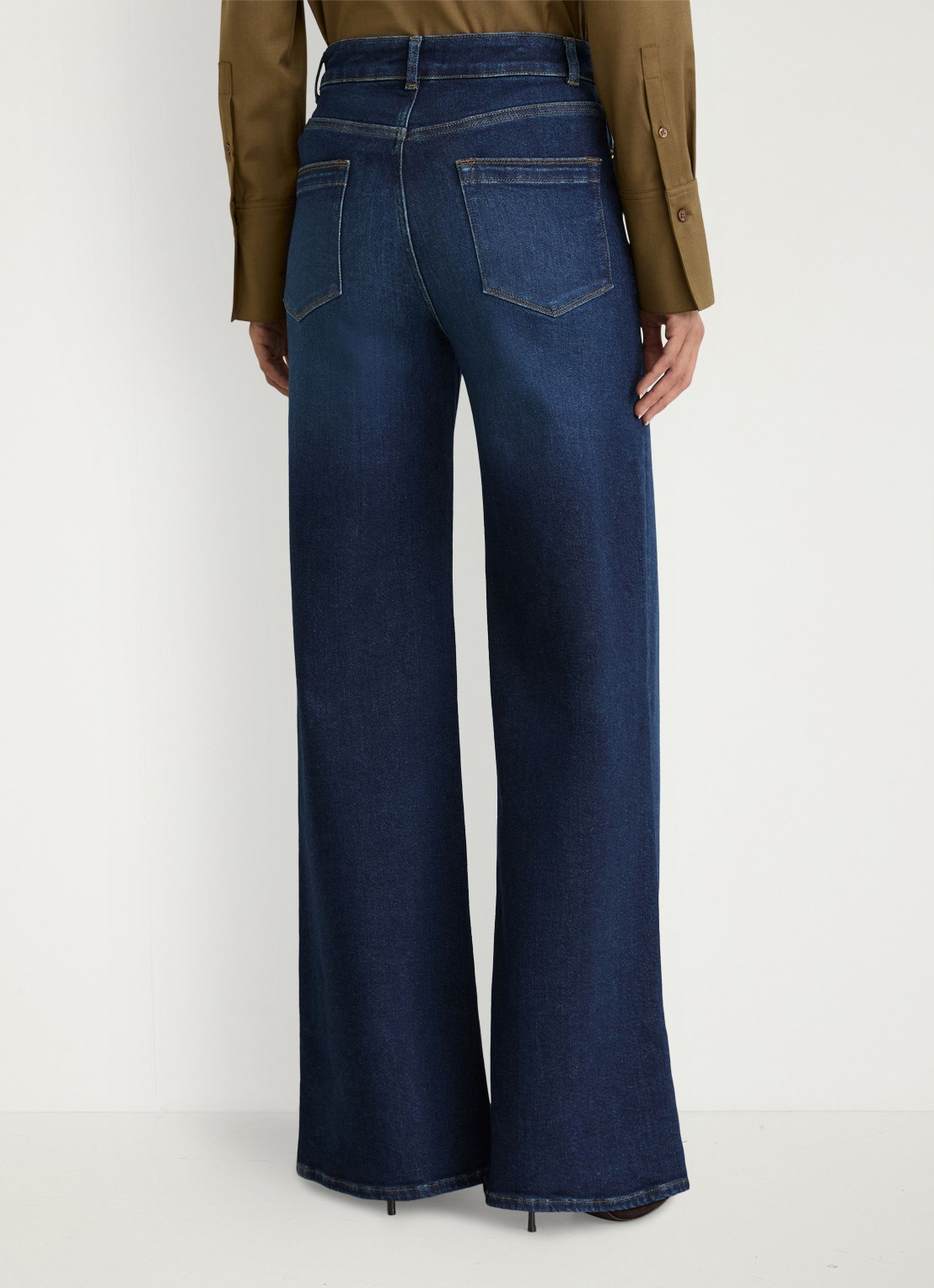 Reiss Jas high waist flared jeans met steekzakken - achterkant 4 donkerblauw