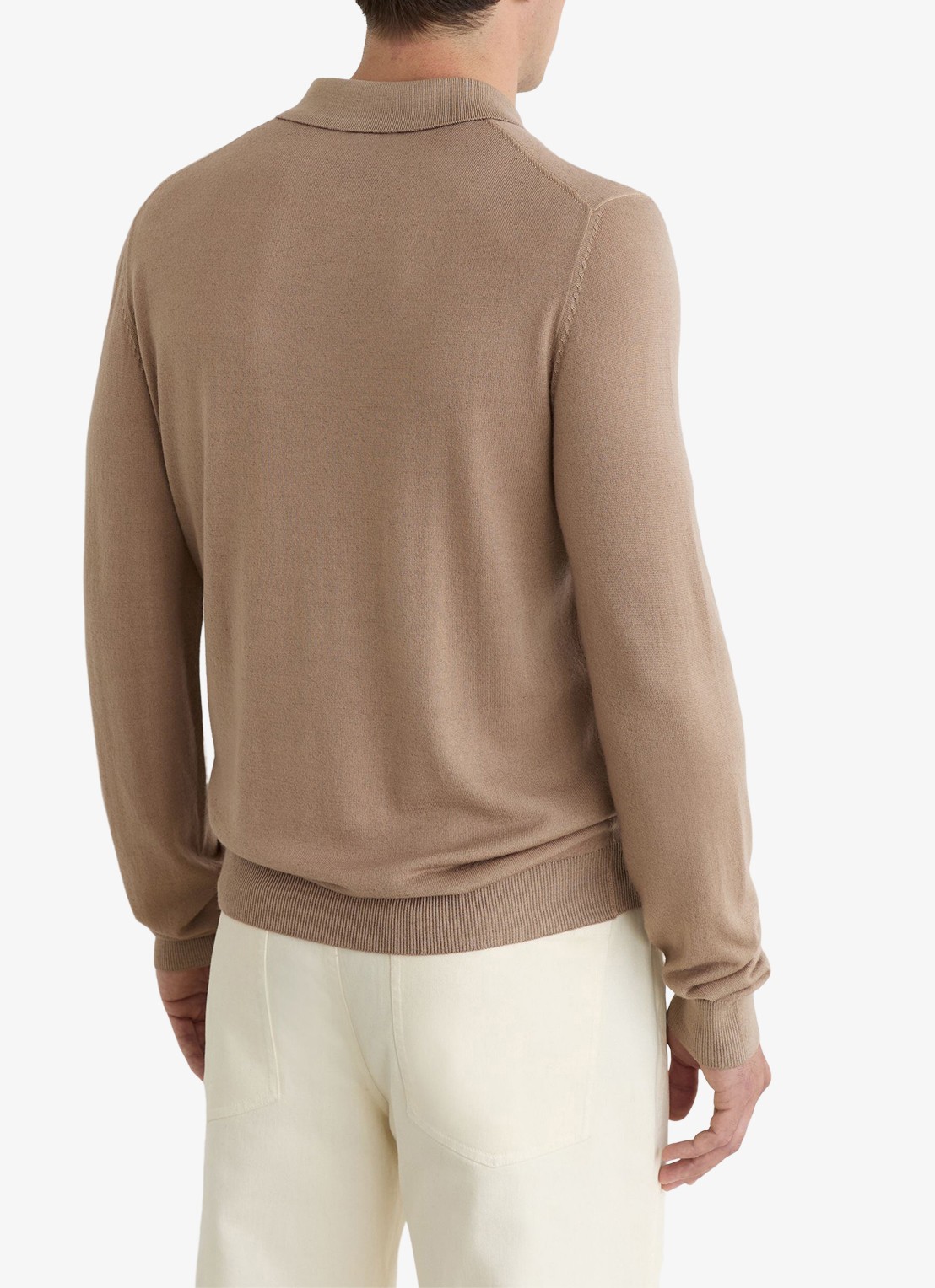 Reiss Jay regular fit polo met structuur - achterkant 6 taupe brown / bruin