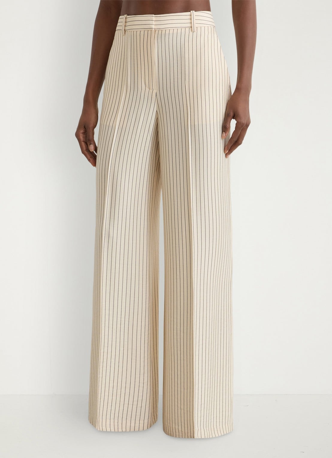 Reiss Jayce high waist wide fit pantalon met streepprint - detail 5 creme
