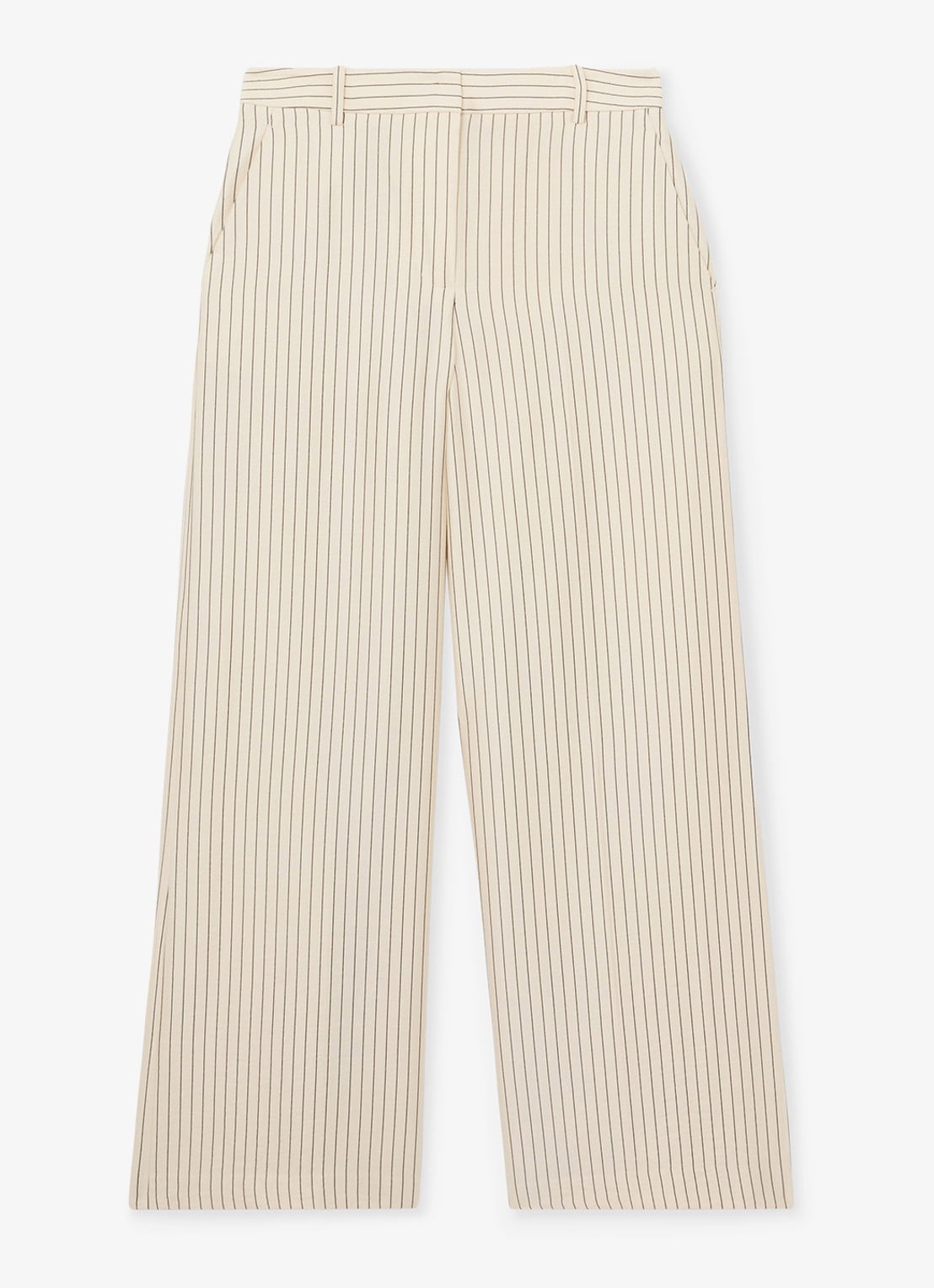 Reiss Jayce high waist wide fit pantalon met streepprint - voorkant creme