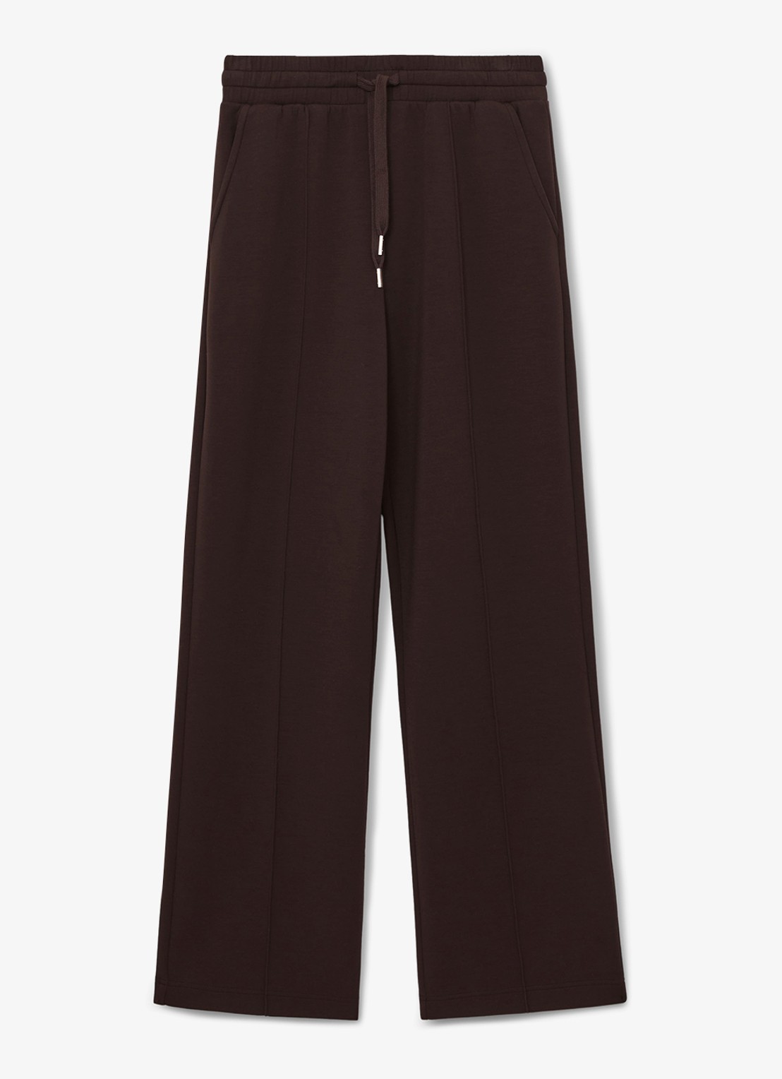 Reiss Jemma high waist straight fit joggingbroek met steekzakken - voorkant 7 chocoladebruin