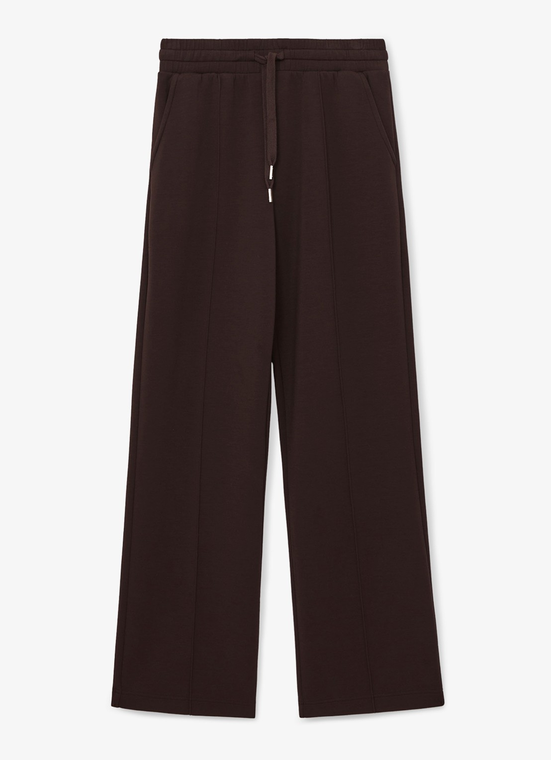Reiss Jemma high waist straight fit joggingbroek met steekzakken - voorkant 9 chocoladebruin