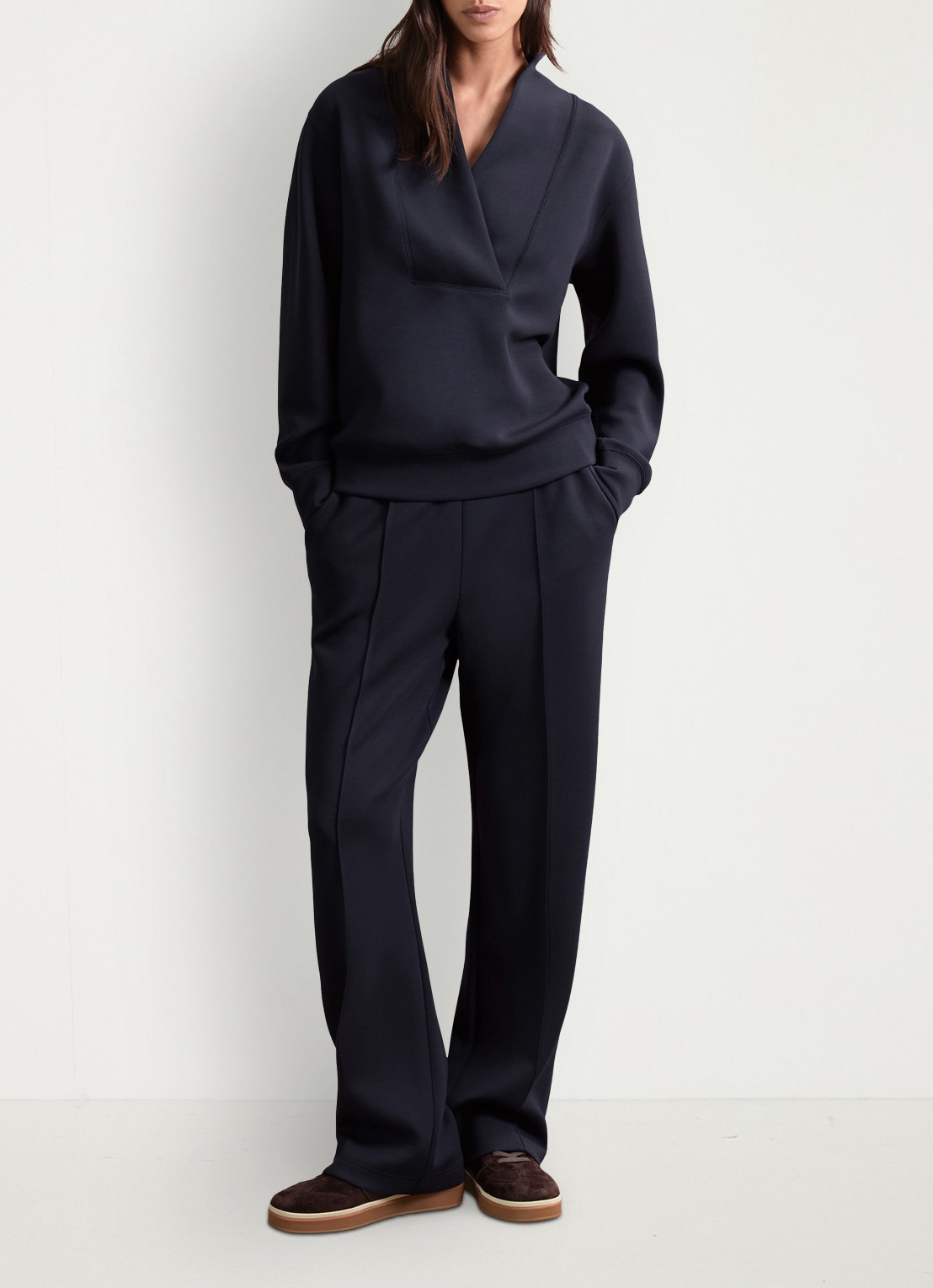Reiss Jemma high waist straight fit joggingbroek met steekzakken - voorkant 2 blauw