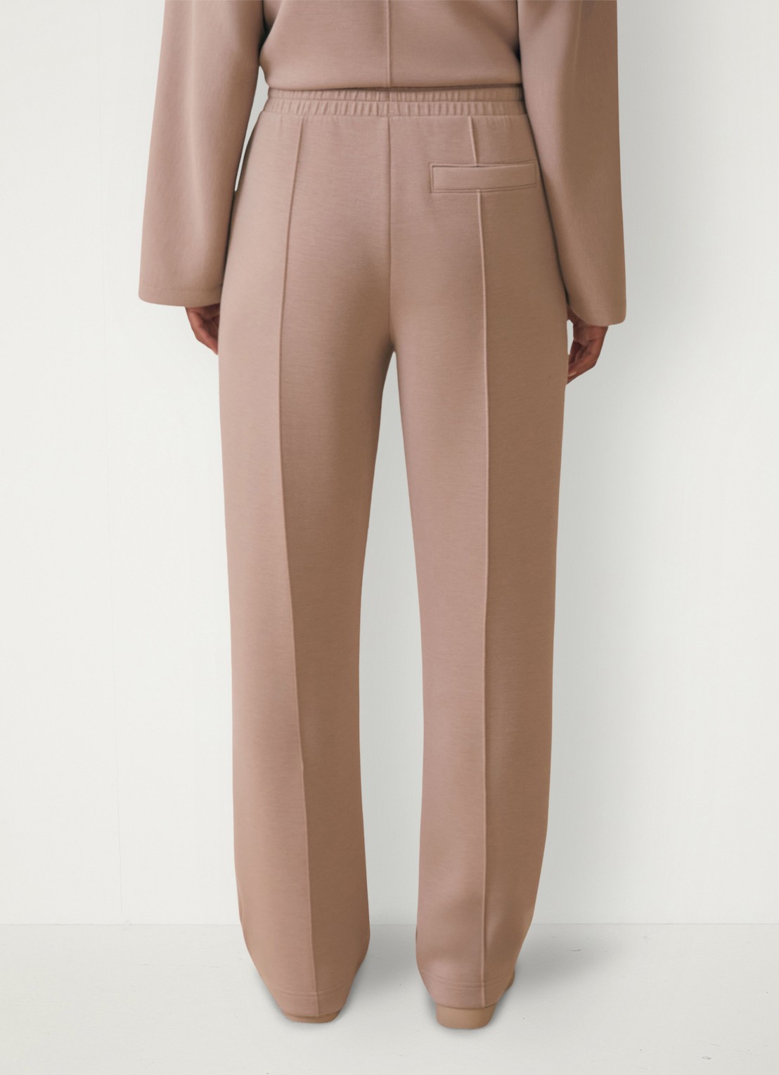 Reiss Jemma high waist straight fit joggingbroek met steekzakken - achterkant 6 taupe