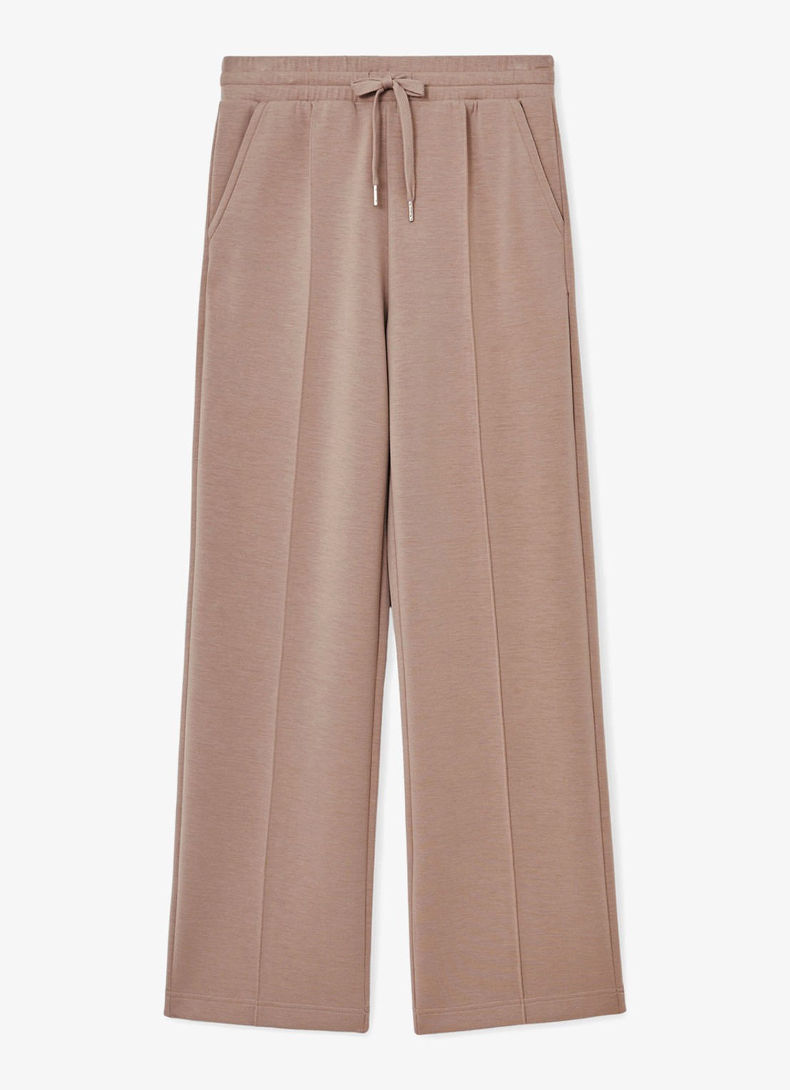 Reiss Jemma high waist straight fit joggingbroek met steekzakken - voorkant 5 taupe