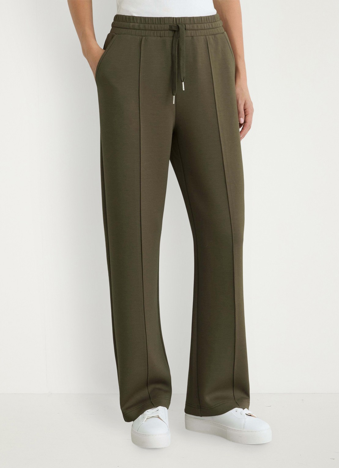 Reiss Jemma high waist wide fit joggingbroek met steekzakken - detail olijfgroen