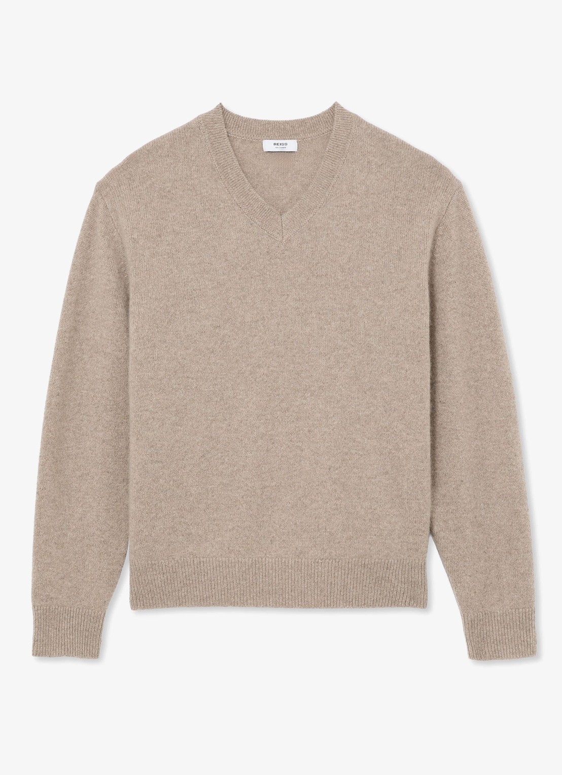 Reiss Jenna fijngebreide trui van kasjmier - voorkant 5 beige