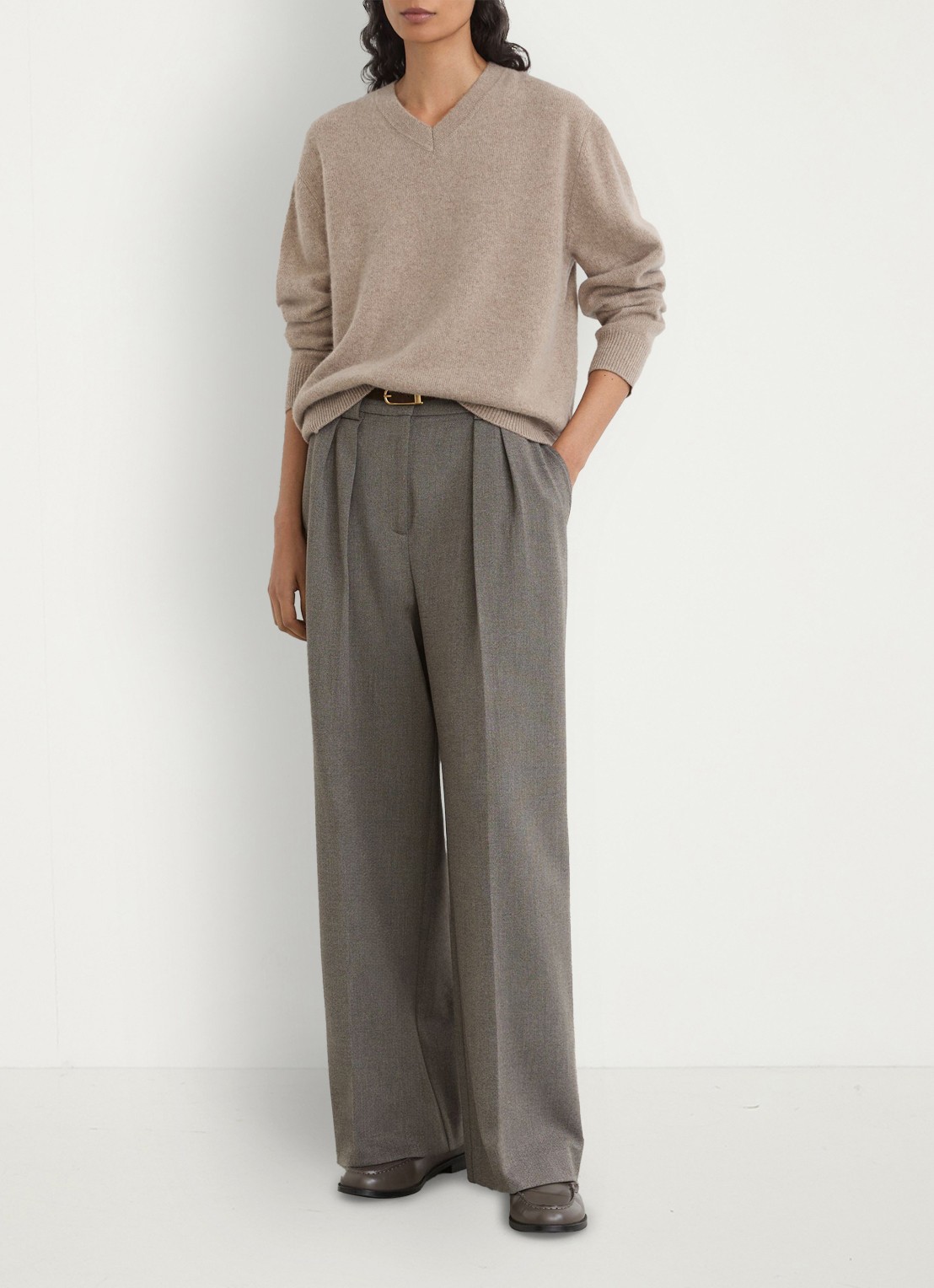Reiss Jenna fijngebreide trui van kasjmier - voorkant 6 beige