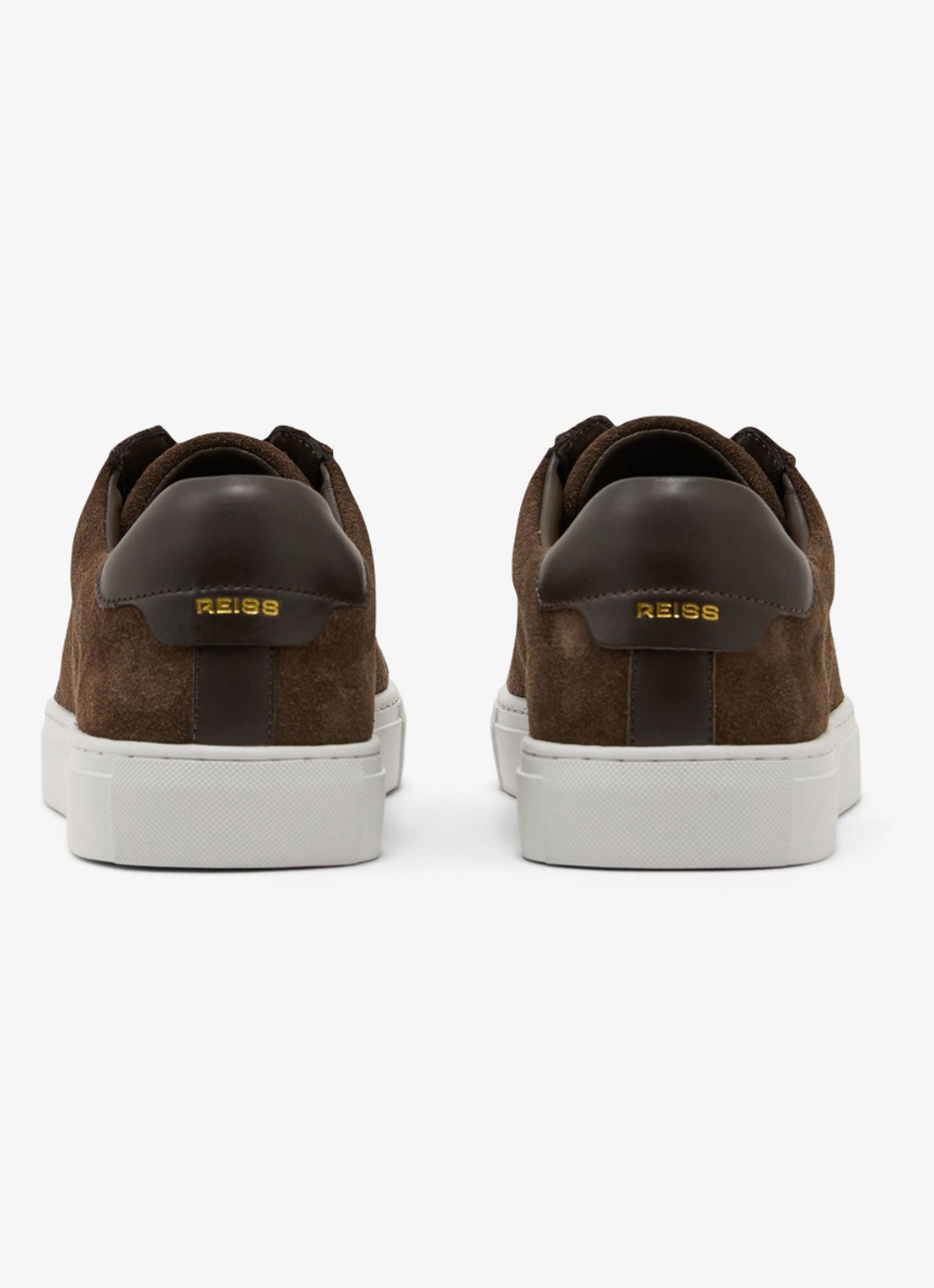 Reiss Jenson sneaker van suède - detail 4 chocoladebruin