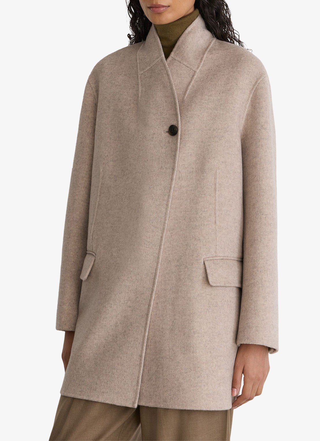Reiss Jett mantel in wolblend - detail donkerbeige