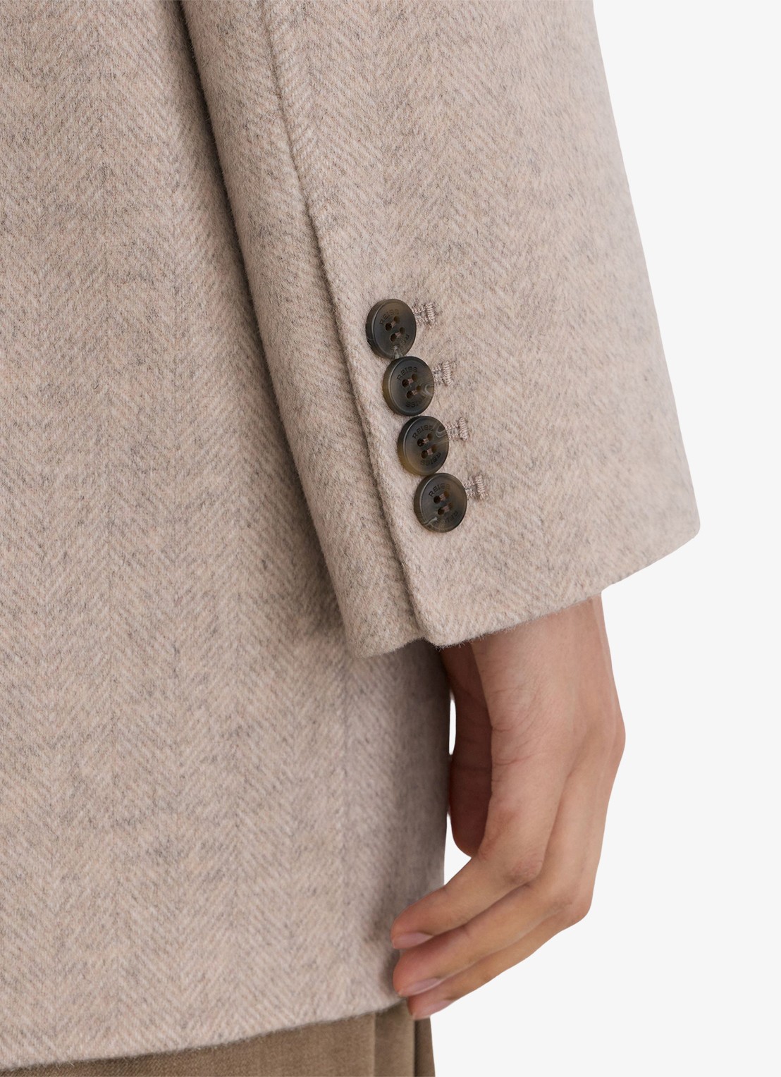 Reiss Jett mantel in wolblend - detail 3 donkerbeige