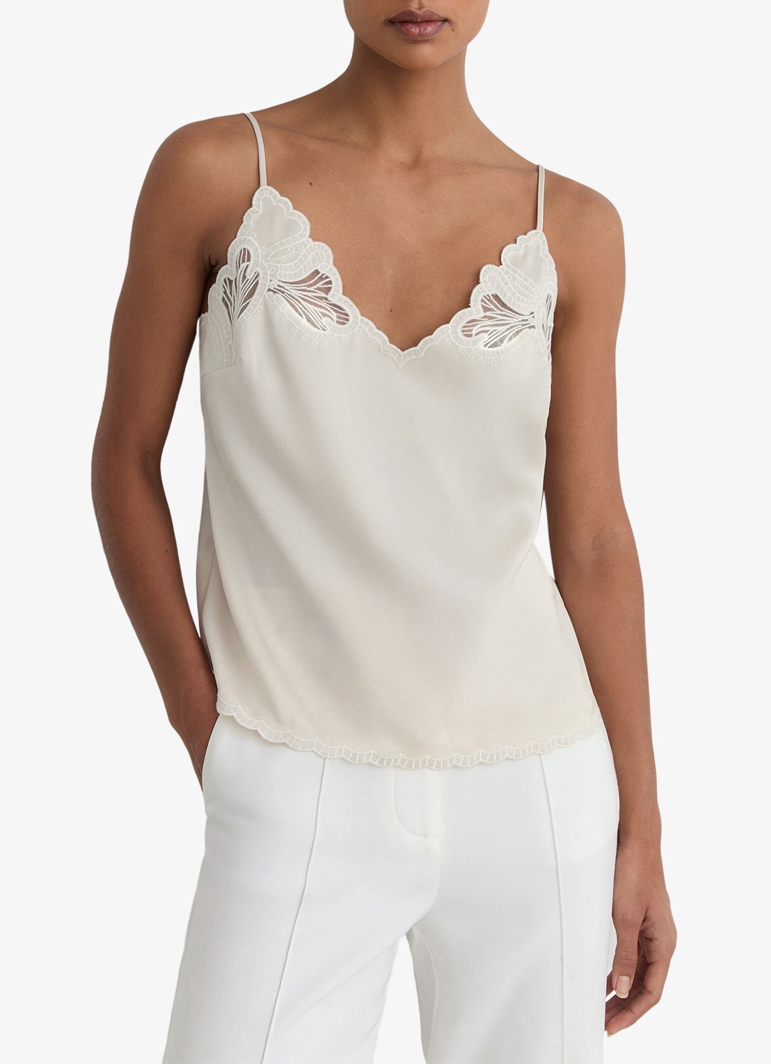 Reiss Joanie top met broderie - detail 4 neutral / beige