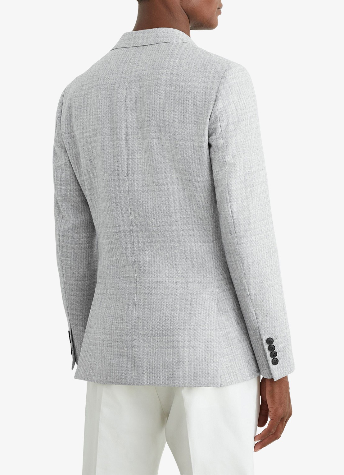Reiss Joe single-breasted blazer in wolblend met ruitdessin - achterkant 7 grey / grijs