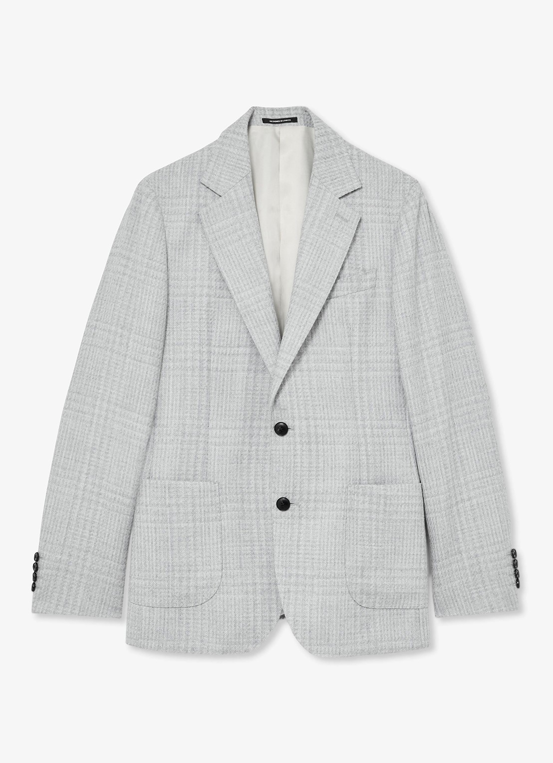 Reiss Joe single-breasted blazer in wolblend met ruitdessin - voorkant 5 grey / grijs