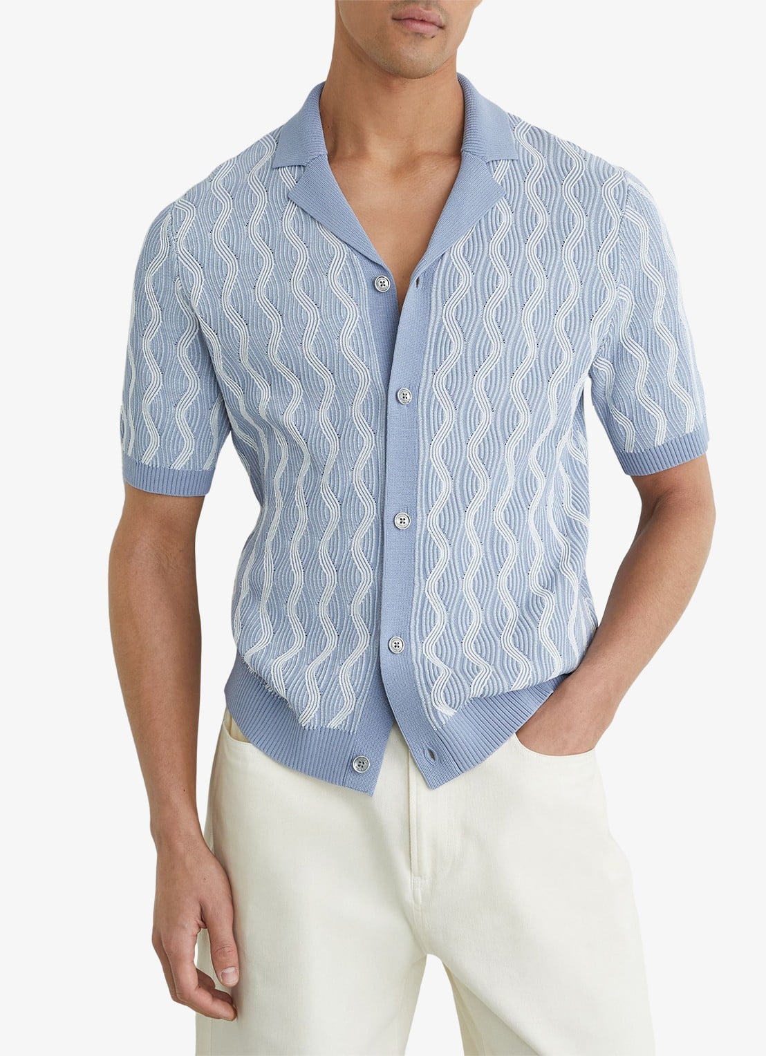 Reiss Johnny overhemd met structuur - detail 3 lichtblauw