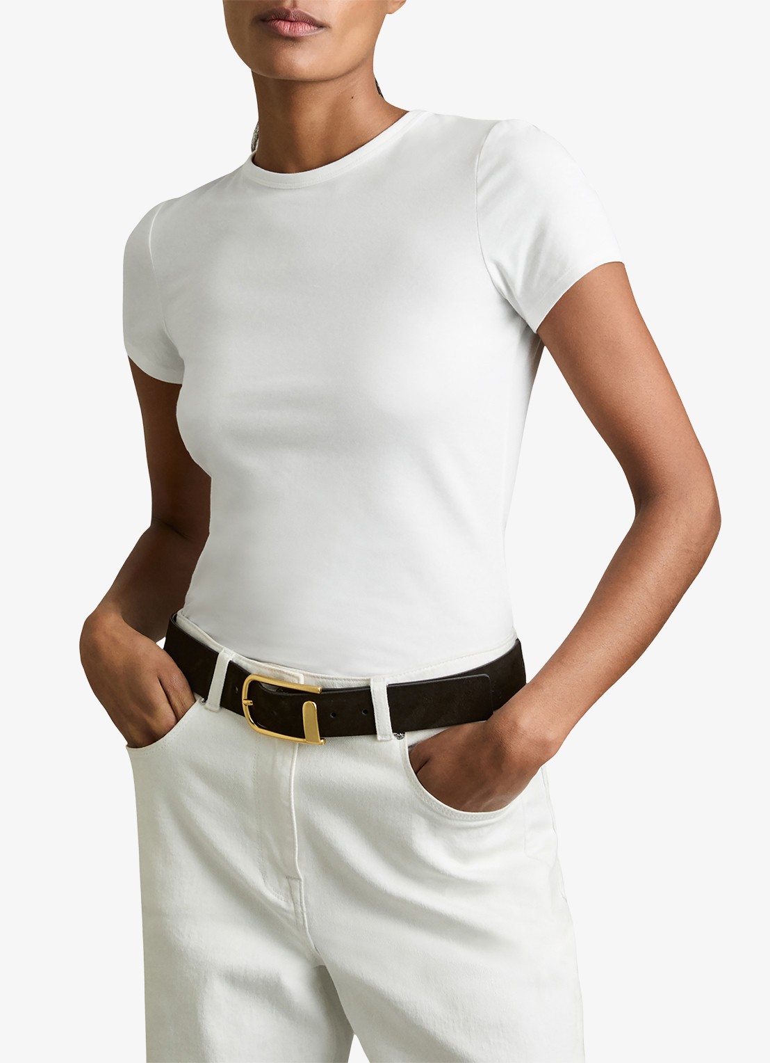 Reiss Jolie T-shirt met stretch - detail 4 wit