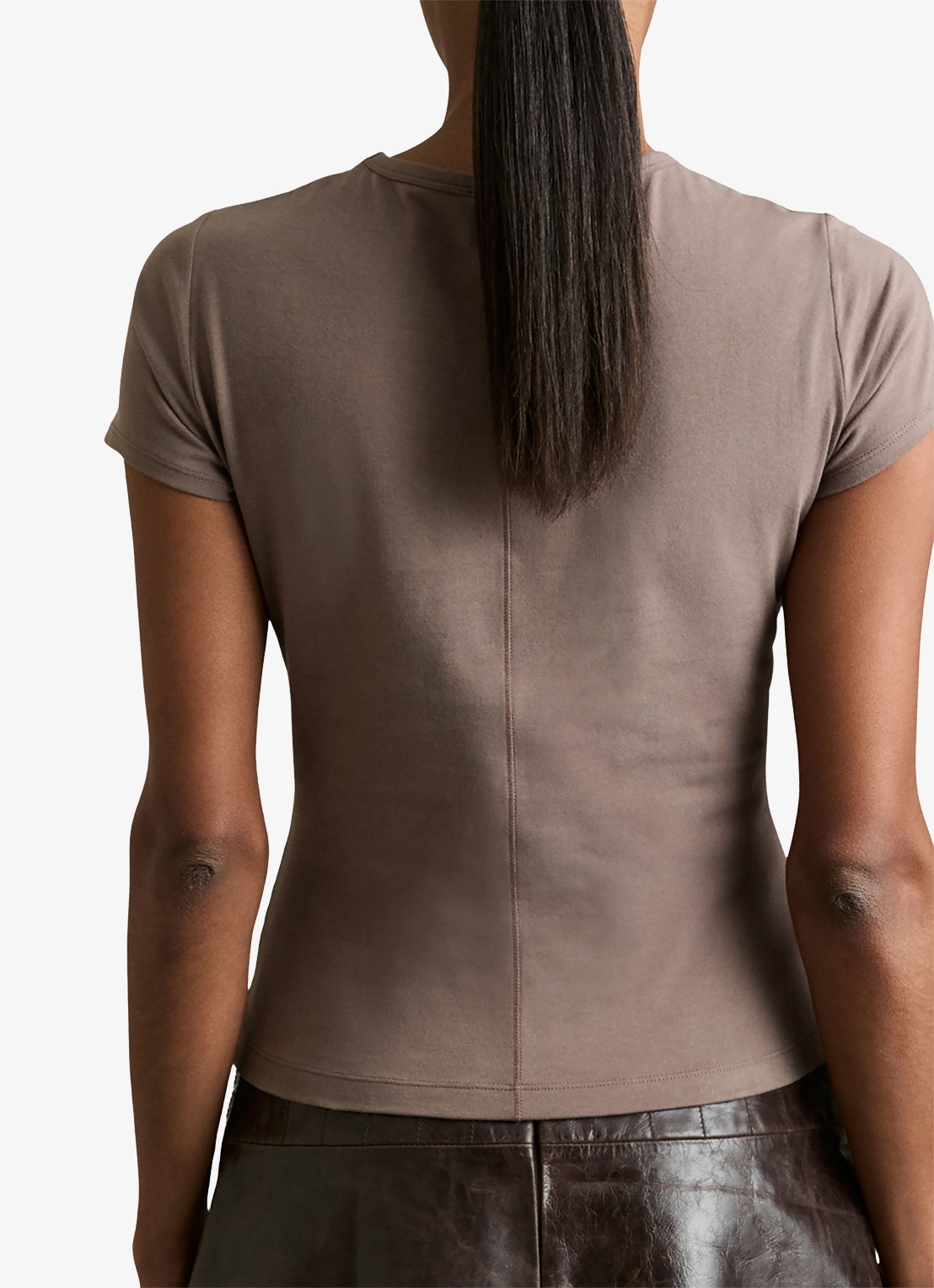 Reiss Jolie T-shirt met stretch - achterkant 3 zand