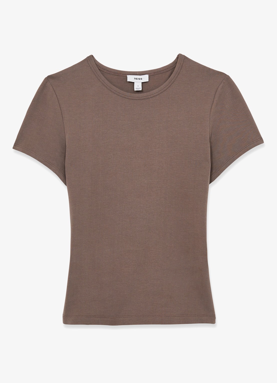 Reiss Jolie T-shirt met stretch - voorkant zand