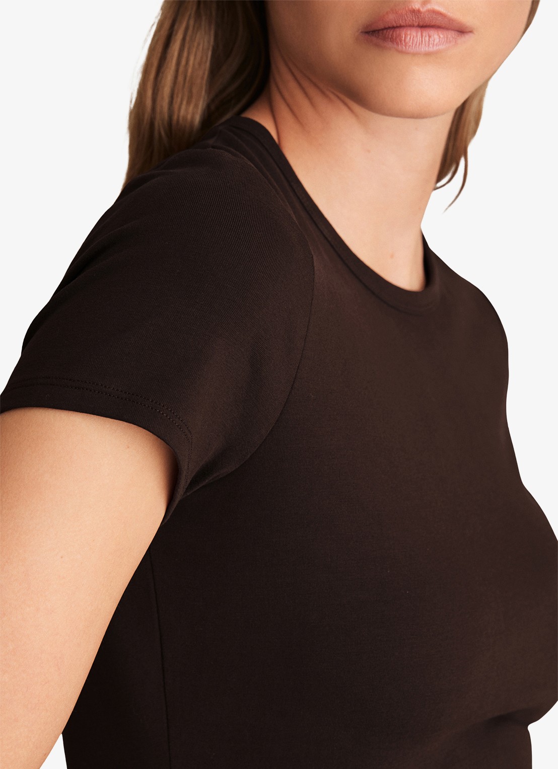 Reiss Jolie T-shirt met stretch - detail 5 donkerbruin