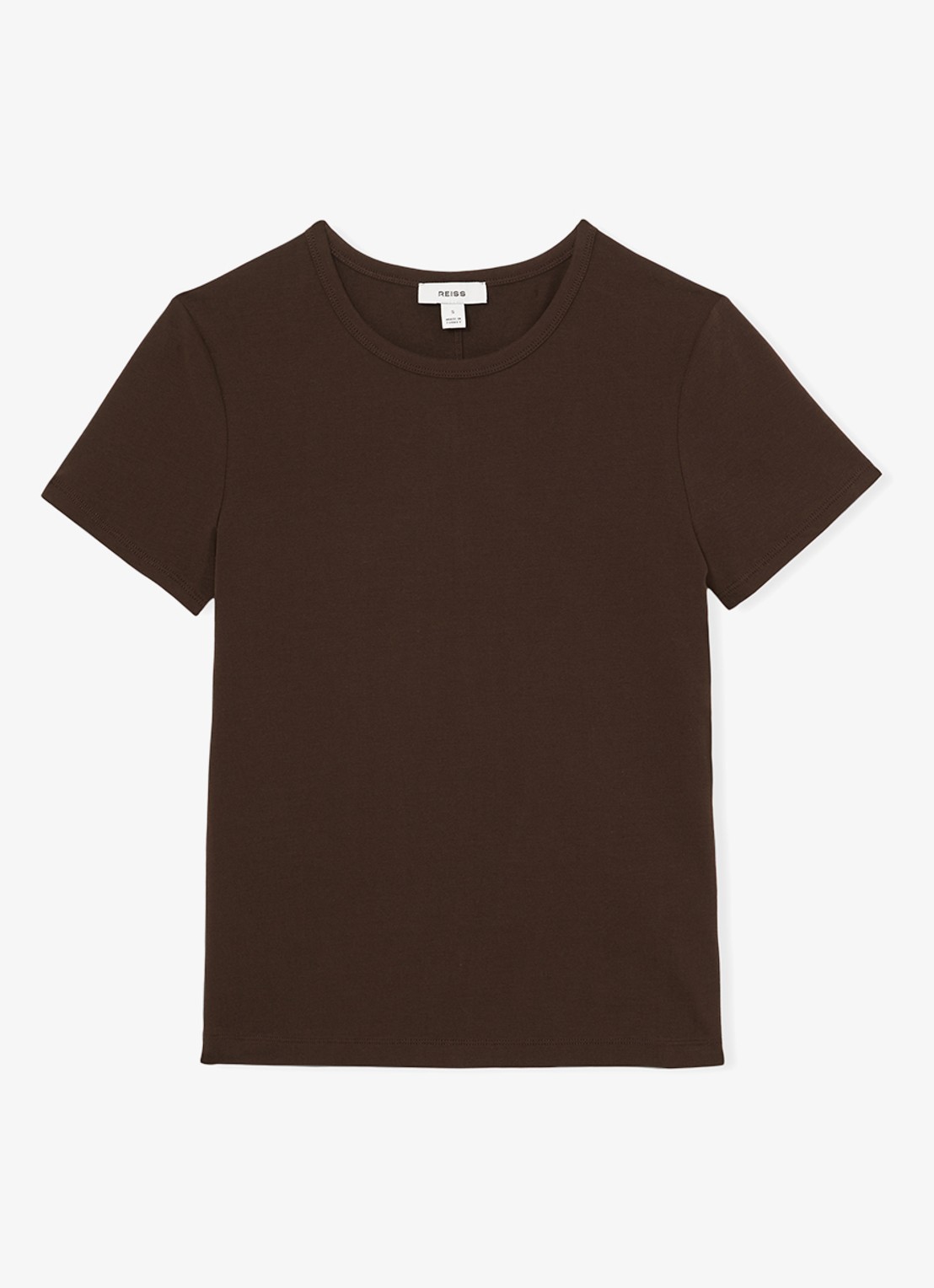 Reiss Jolie T-shirt met stretch - voorkant donkerbruin