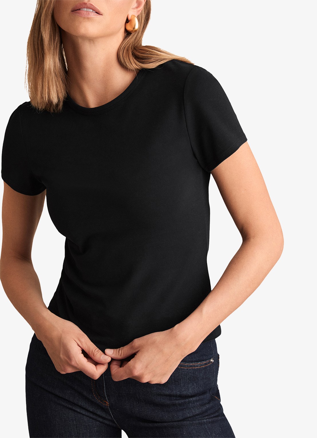 Reiss Jolie T-shirt met stretch - detail 2 zwart
