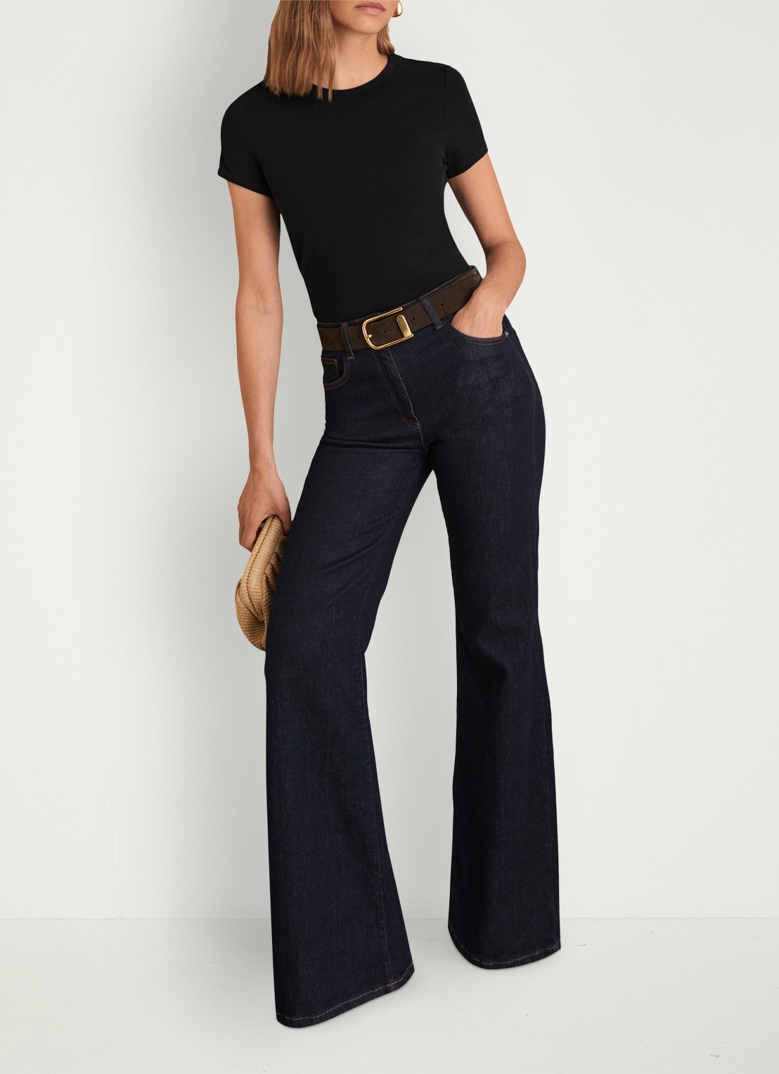 Reiss Jolie T-shirt met stretch - voorkant 5 zwart