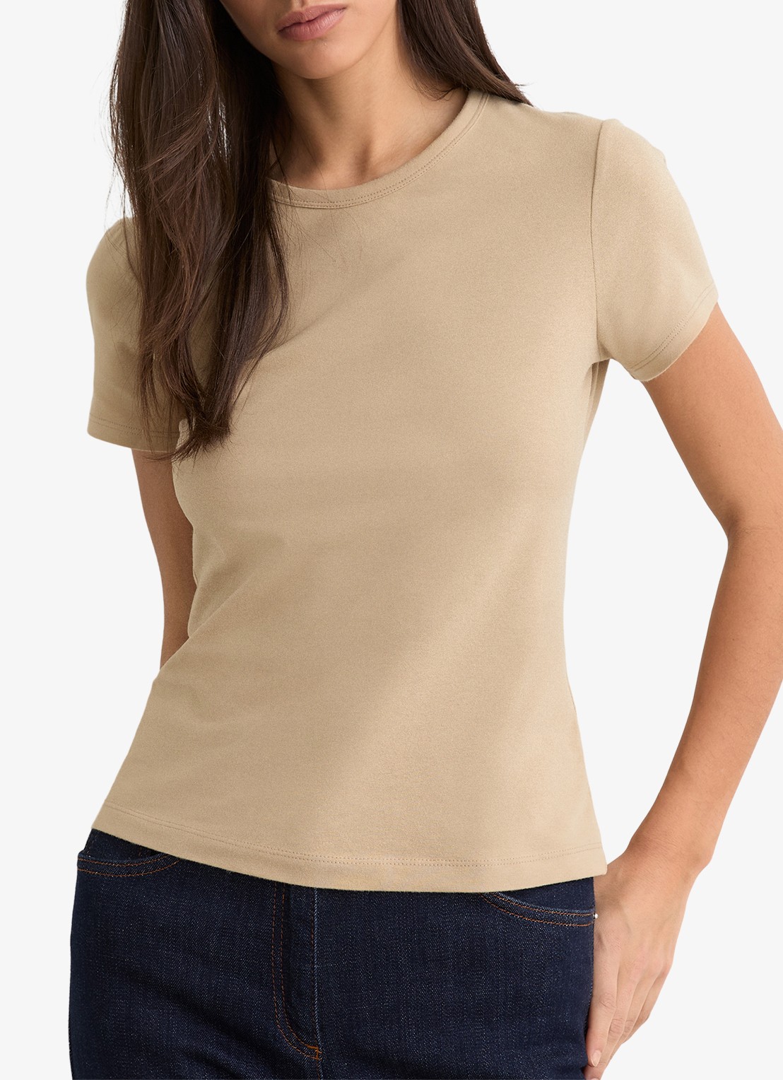 Reiss Jolie T-shirt met stretch - detail 2 camel