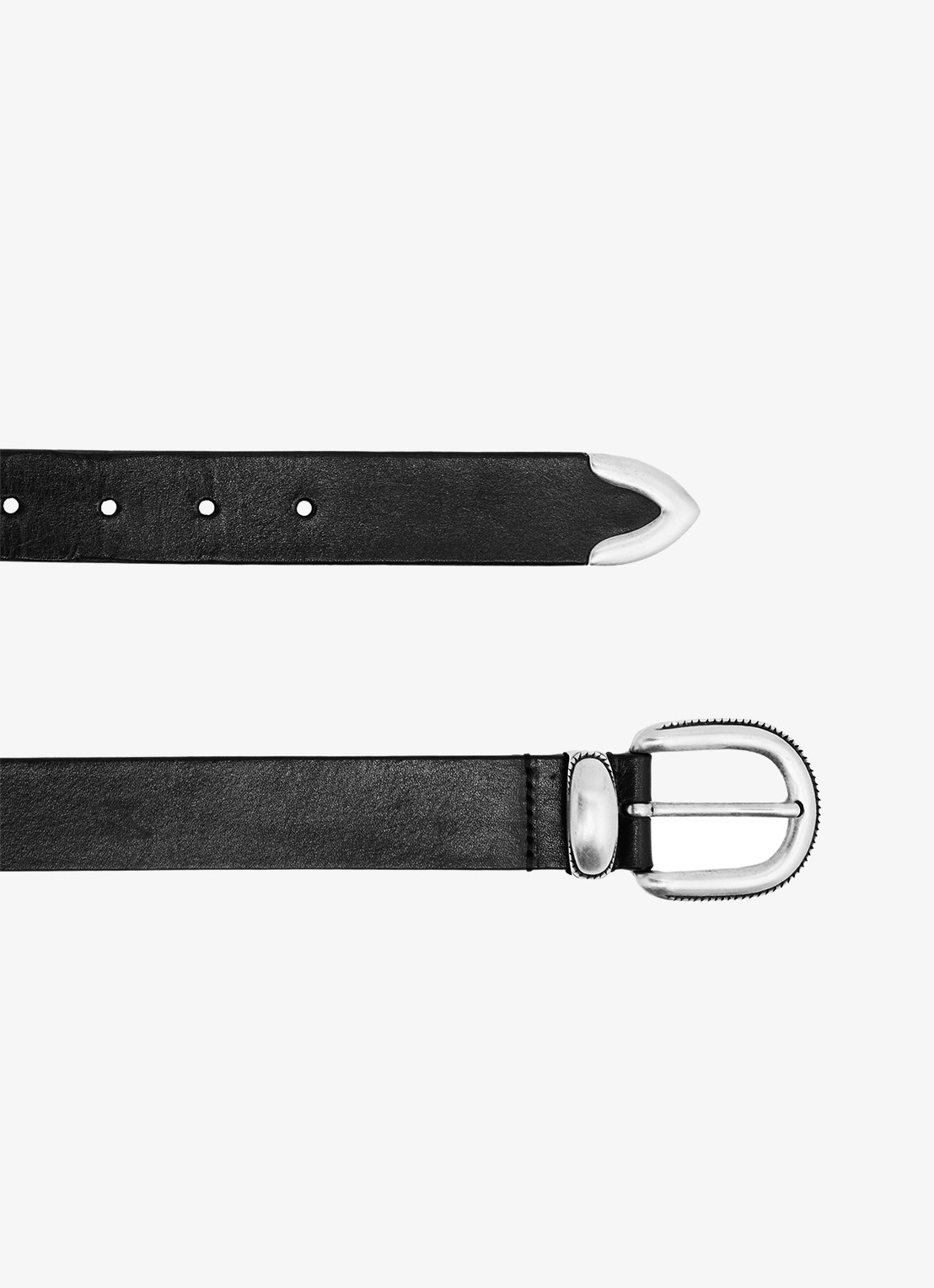 Reiss Jonny riem van leer  - detail 3 zwart