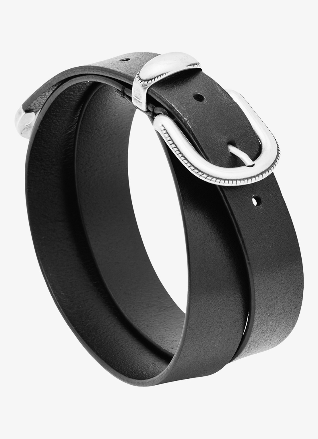 Reiss Jonny riem van leer  - detail 4 zwart