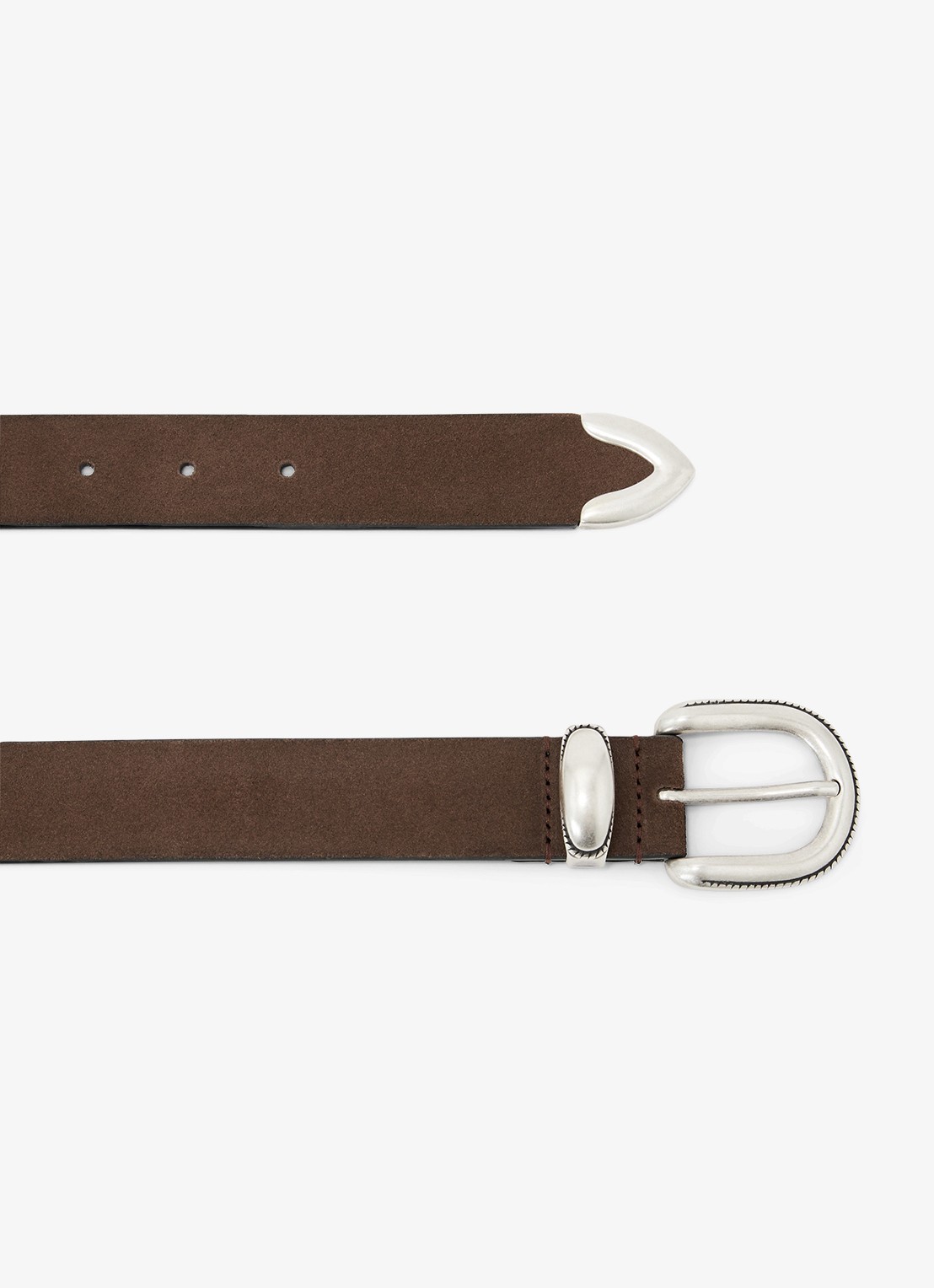 Reiss Jonny riem van suède - detail chocoladebruin