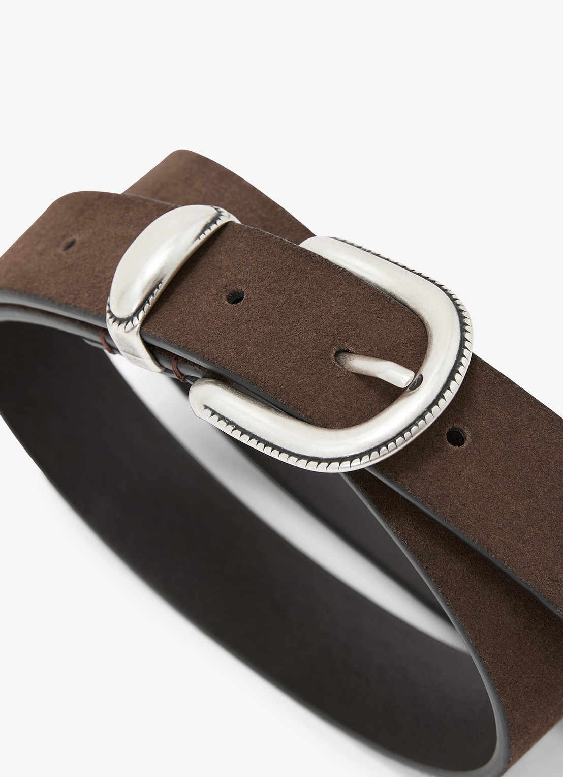 Reiss Jonny riem van suède - detail 2 chocoladebruin