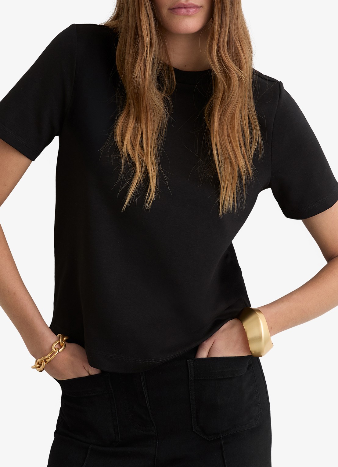 Reiss Josie T-shirt met ronde hals - detail 4 black / zwart