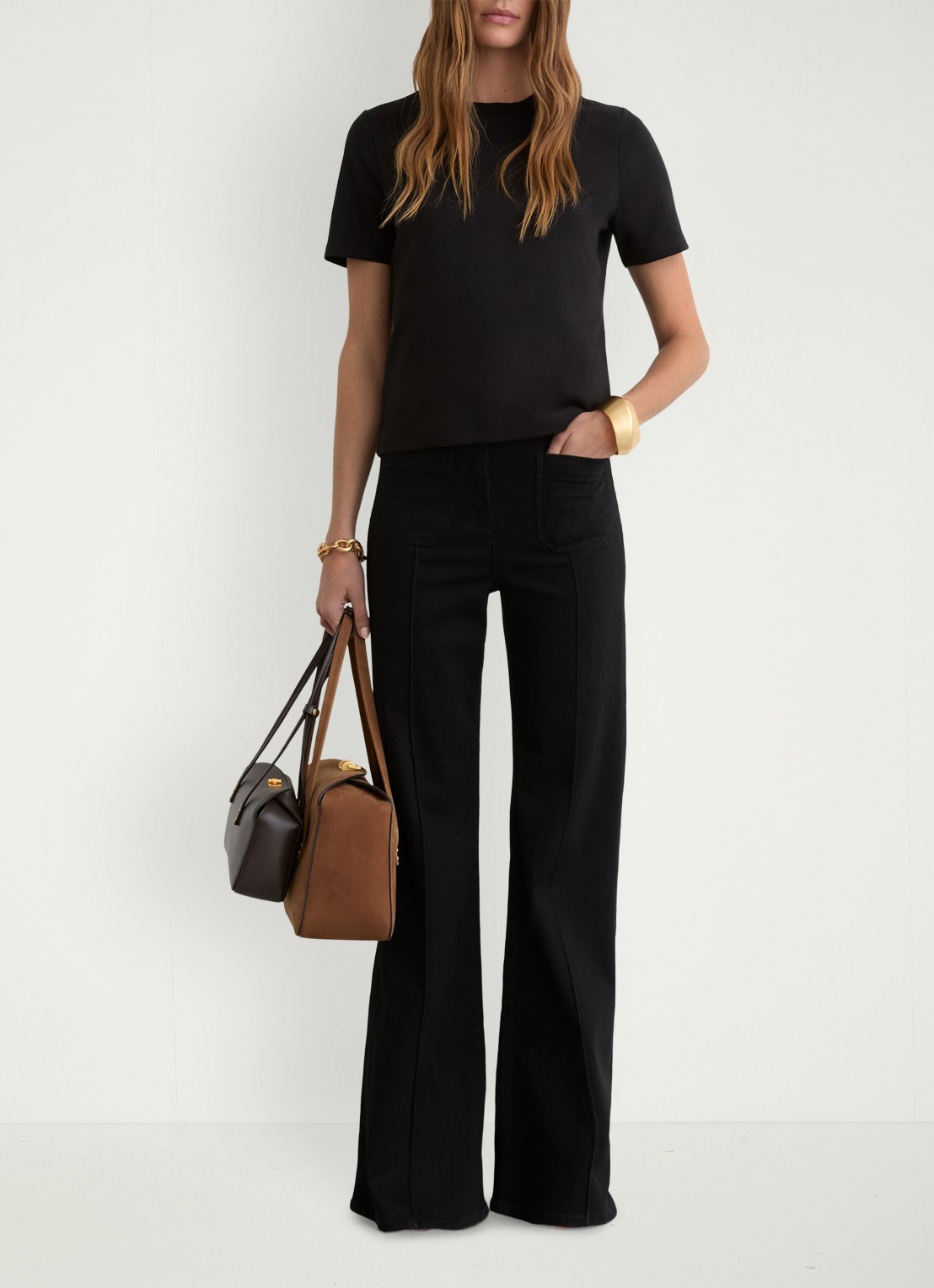 Reiss Josie T-shirt met ronde hals - voorkant 3 black / zwart