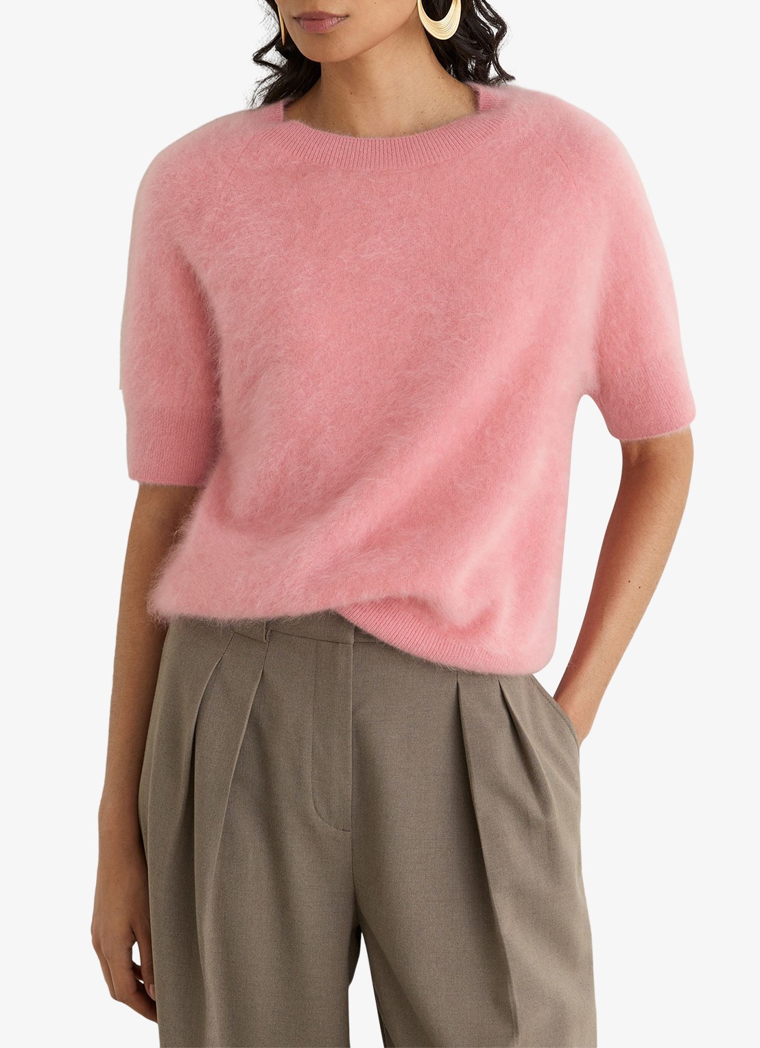 Reiss Julia top van kasjmier - detail roze