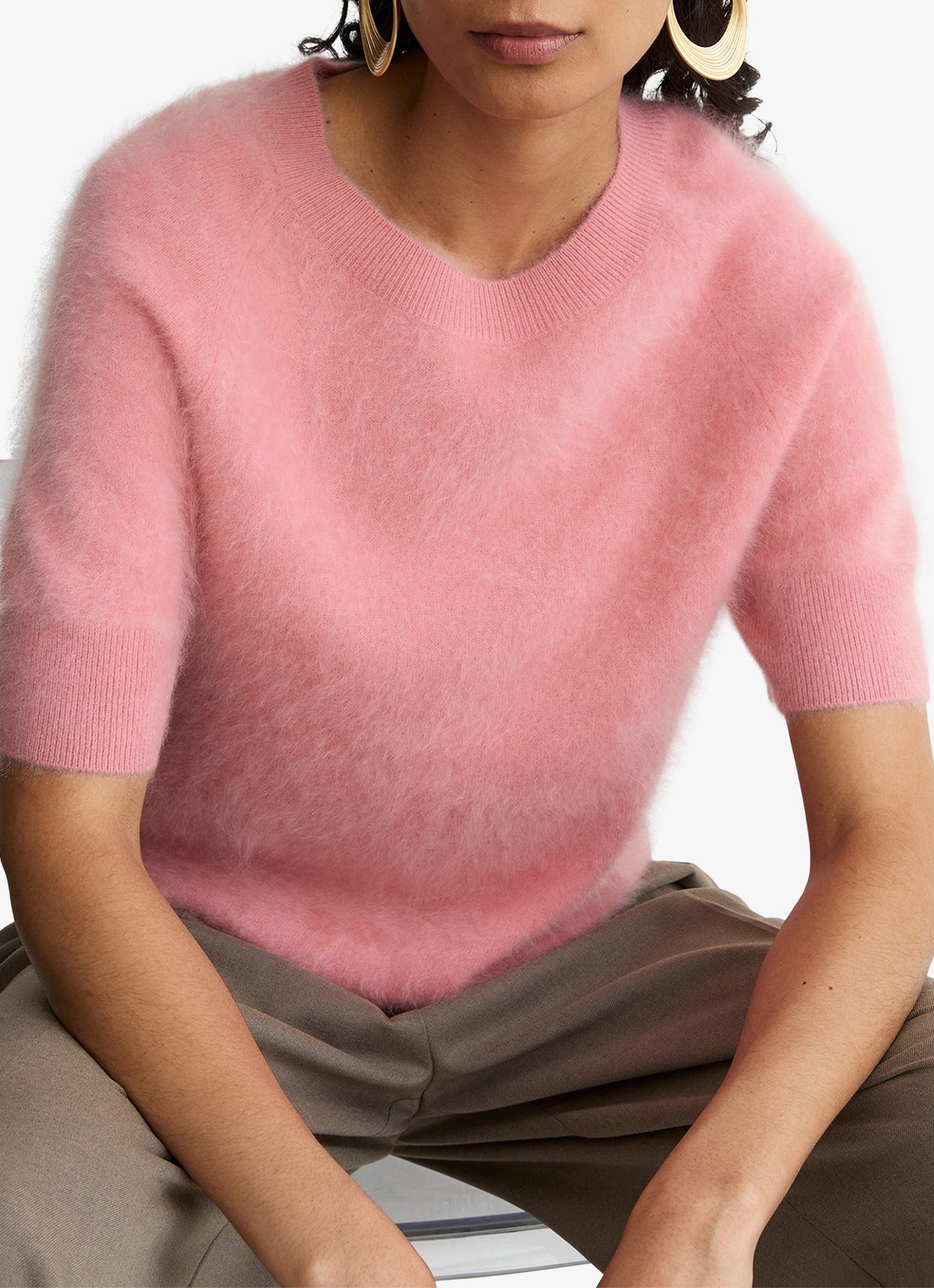 Reiss Julia top van kasjmier - detail 2 roze