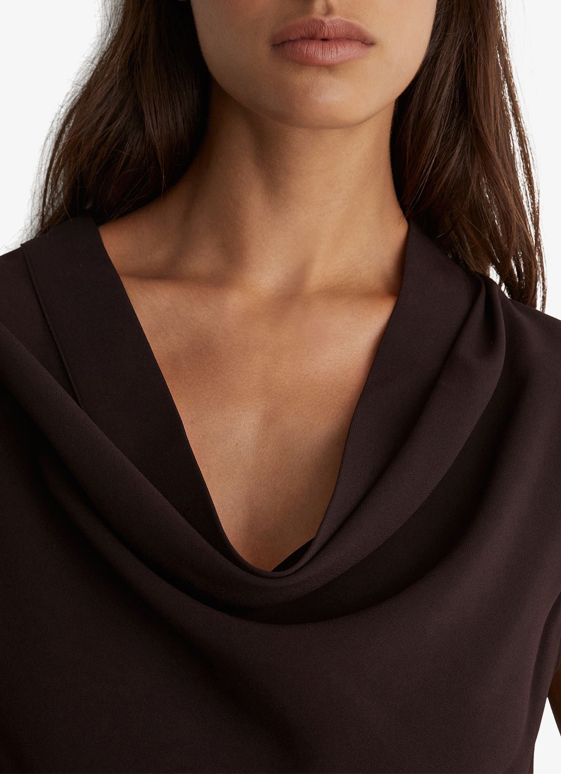 Reiss Justine midi jurk met strikceintuur - detail aubergine