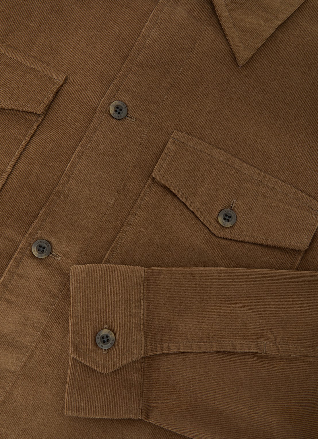 Reiss KAI Corduroy Twin-Pocket Overshirt - detail 6 beige