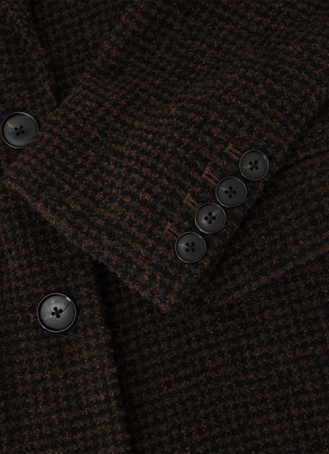 Reiss Kai mantel in wolblend met ruitdessin - detail 5 chocoladebruin