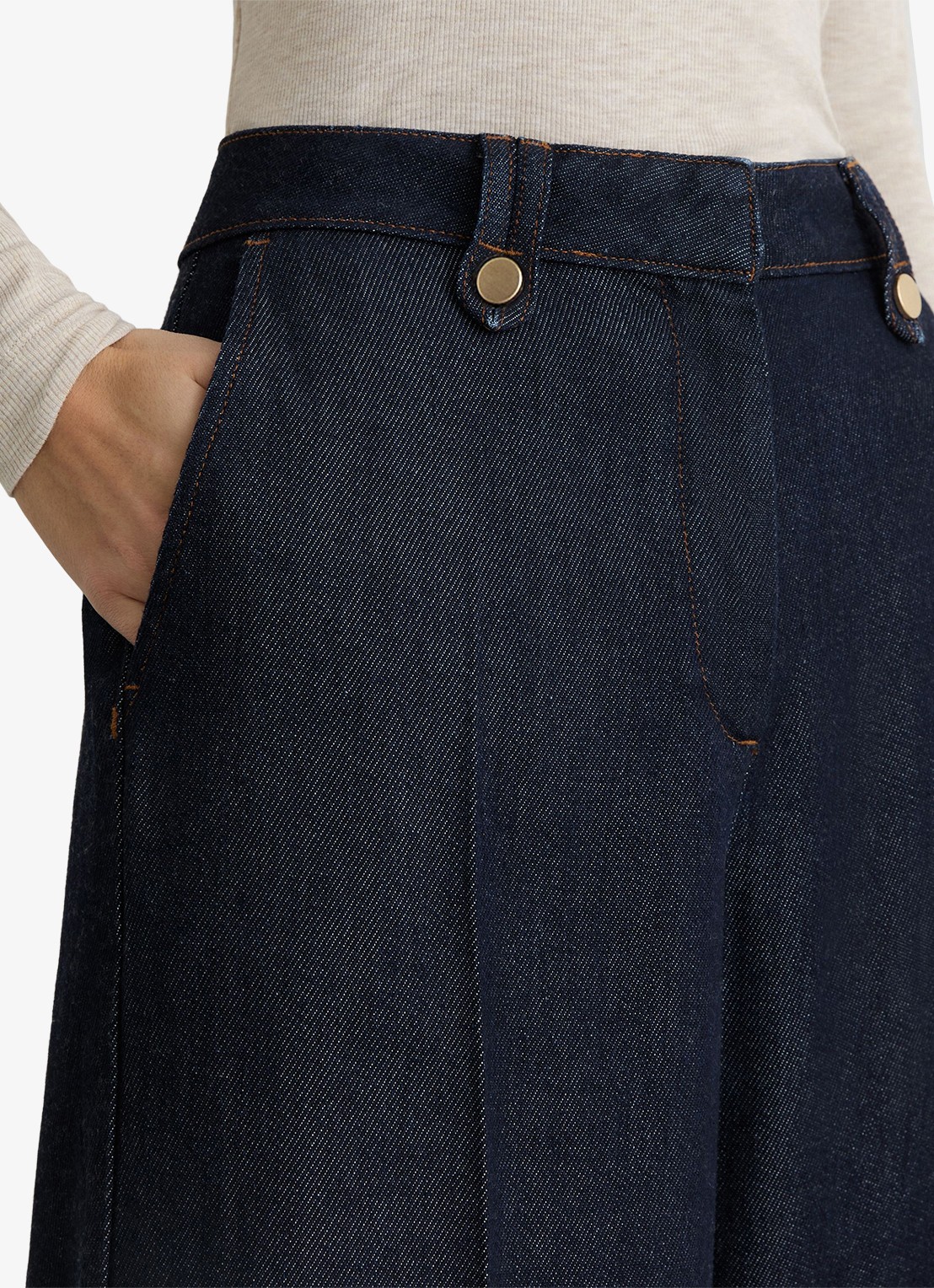 Reiss Kaia high waist wide fit broek van lyocell - detail 5 indigo