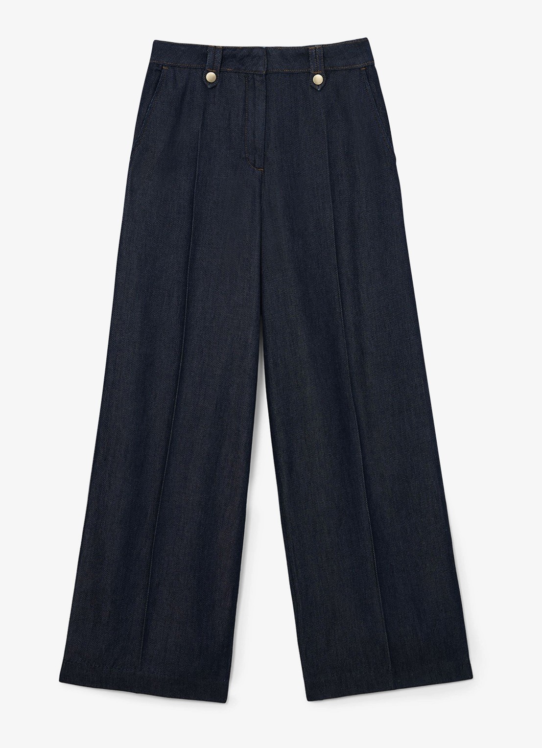 Reiss Kaia high waist wide fit broek van lyocell - voorkant 2 indigo