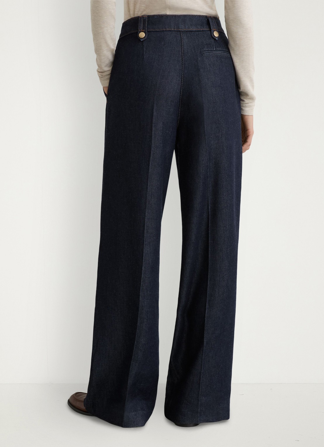 Reiss Kaia mid waist wide fit pantalon met steekzakken - achterkant 5 indigo