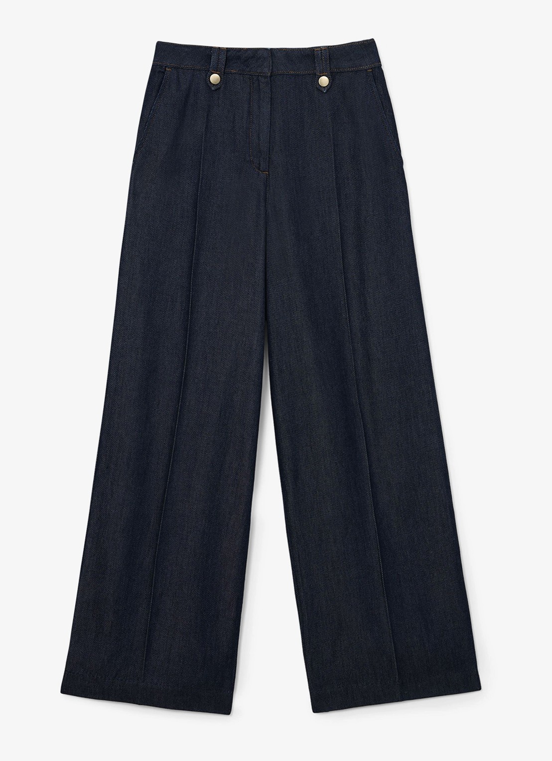 Reiss Kaia mid waist wide fit pantalon met steekzakken - voorkant 6 indigo