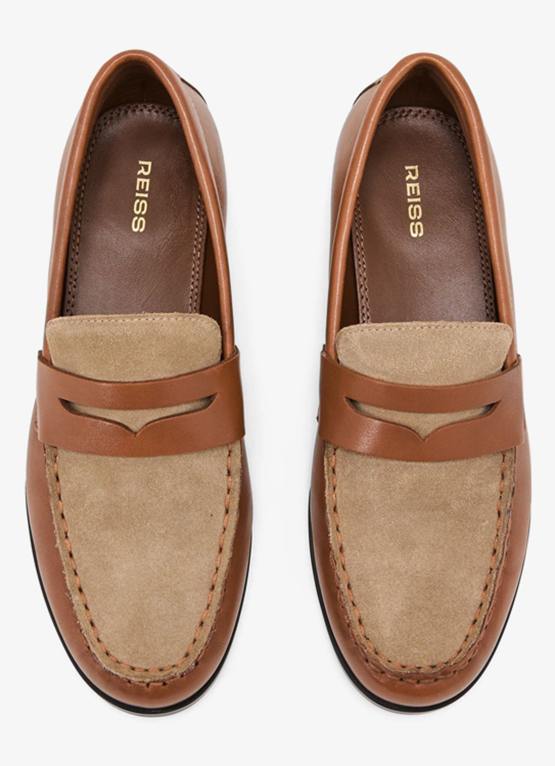 Reiss Kallie loafer van leer - detail bruin