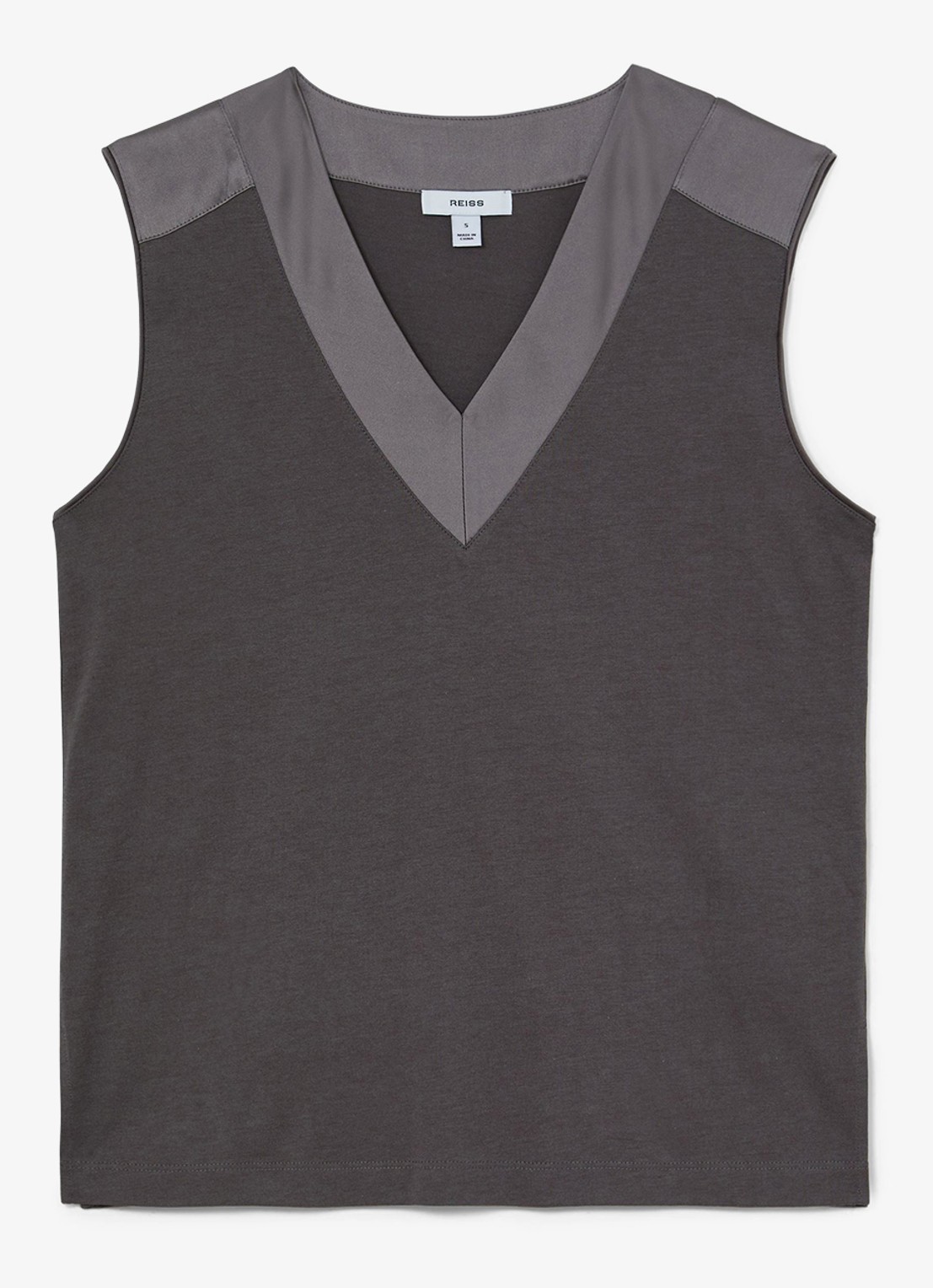 Reiss KALLIE top met v-hals  - voorkant 5 donkergrijs