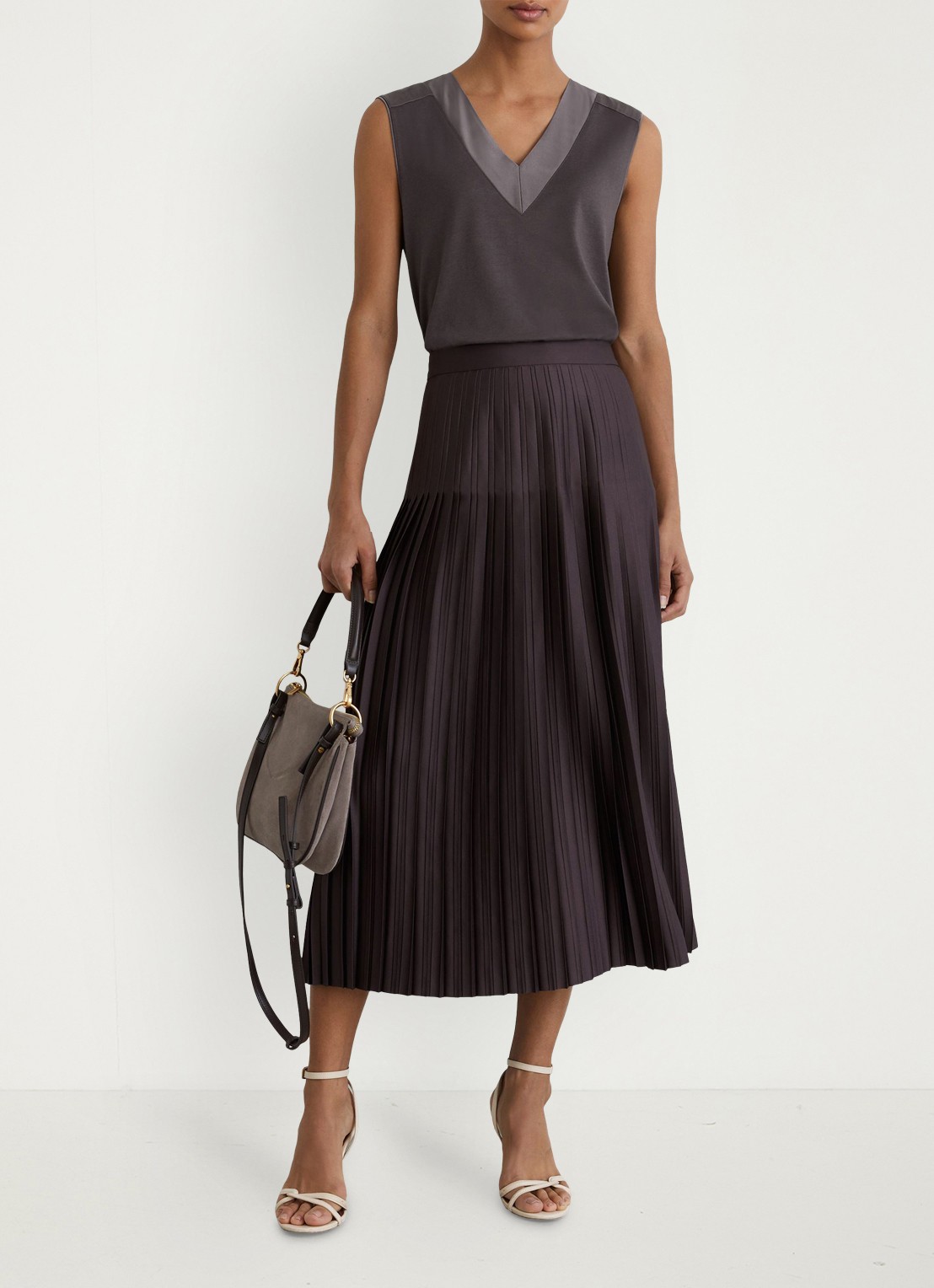 Reiss KALLIE top met v-hals  - voorkant 6 donkergrijs
