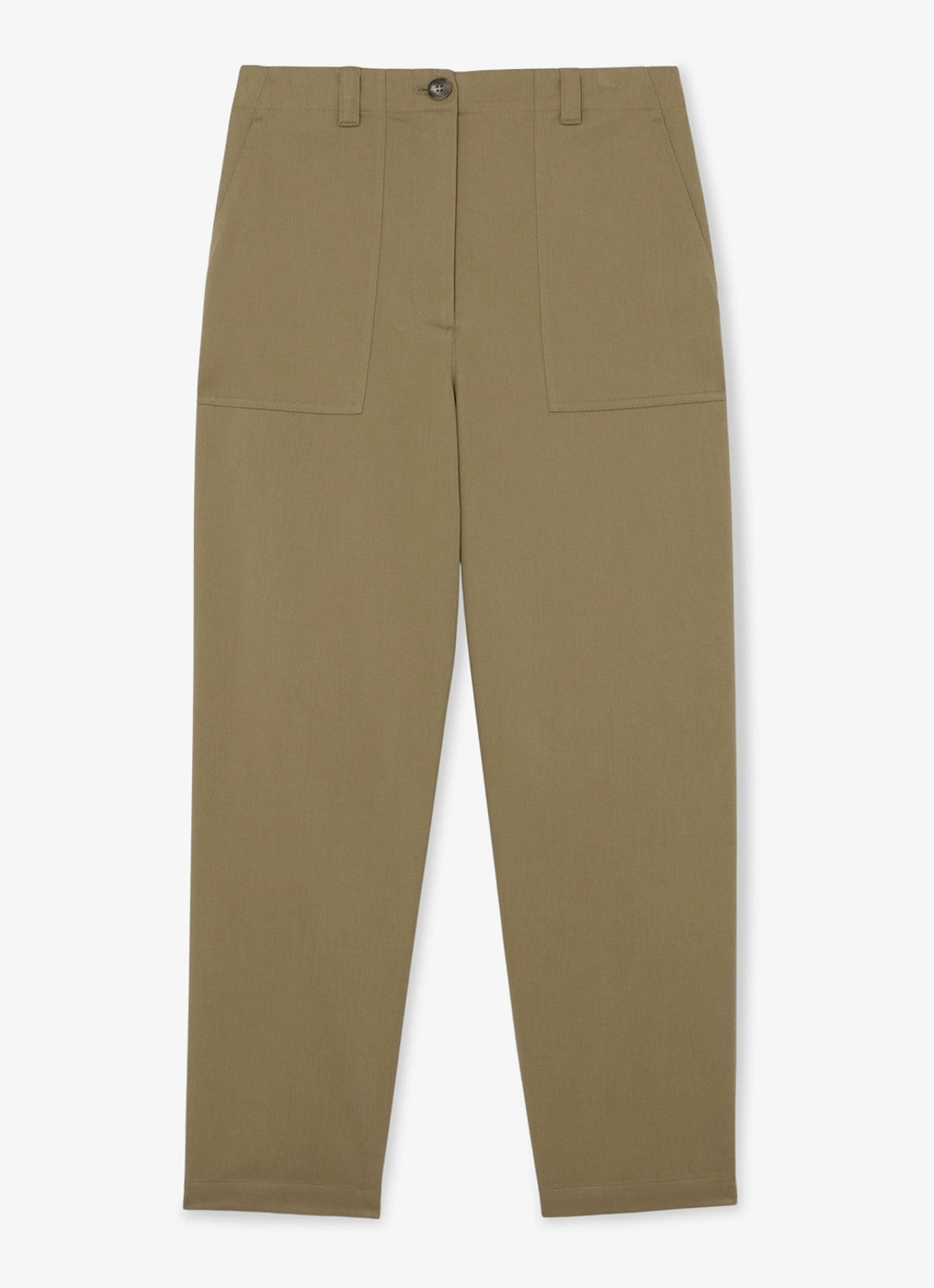 Reiss Kasia high waist tapered fit pantalon in lyocellblend - voorkant khaki green / groen